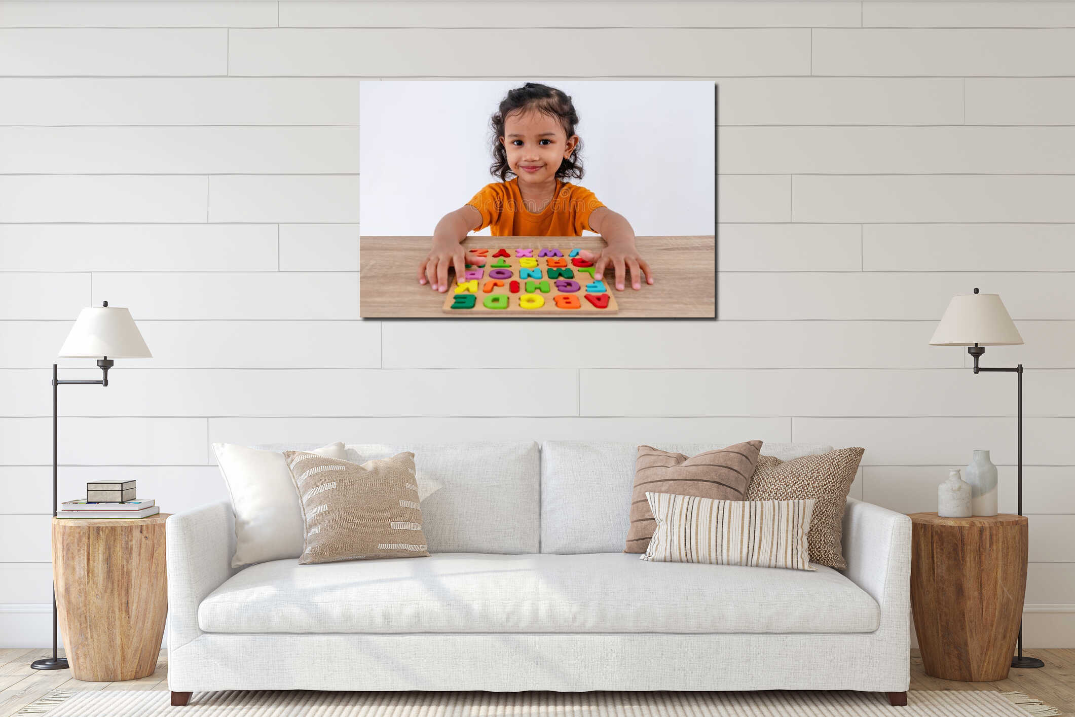 Canvas hanging interior mockup
