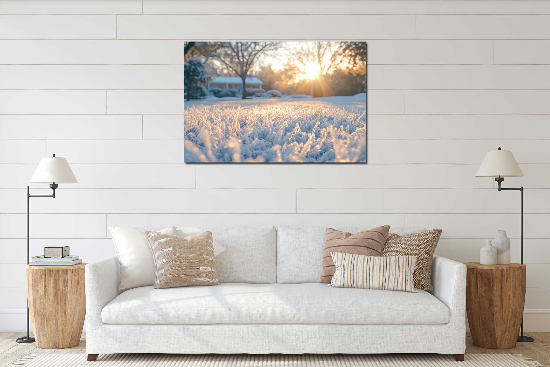 Canvas hanging interior mockup