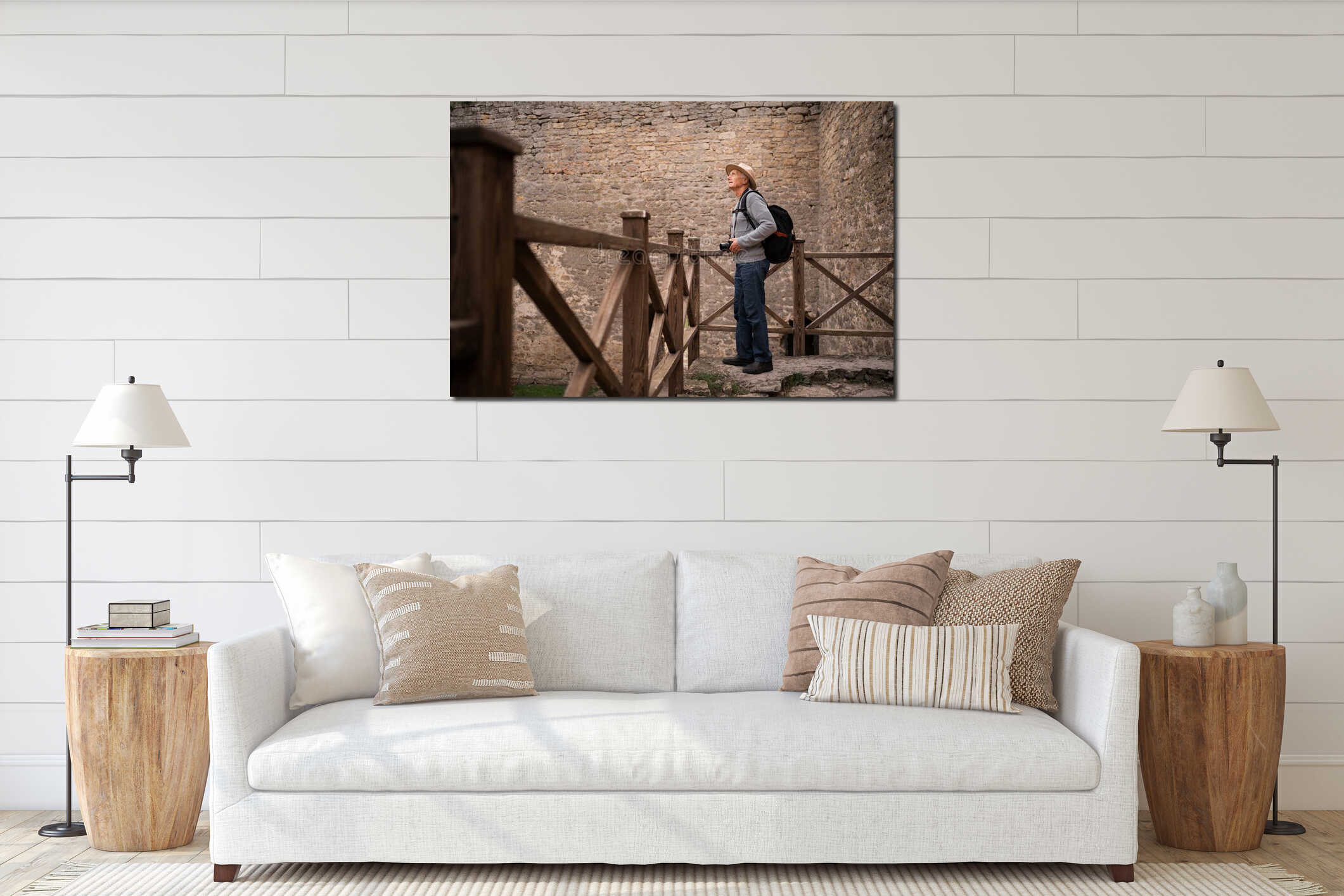 Canvas hanging interior mockup