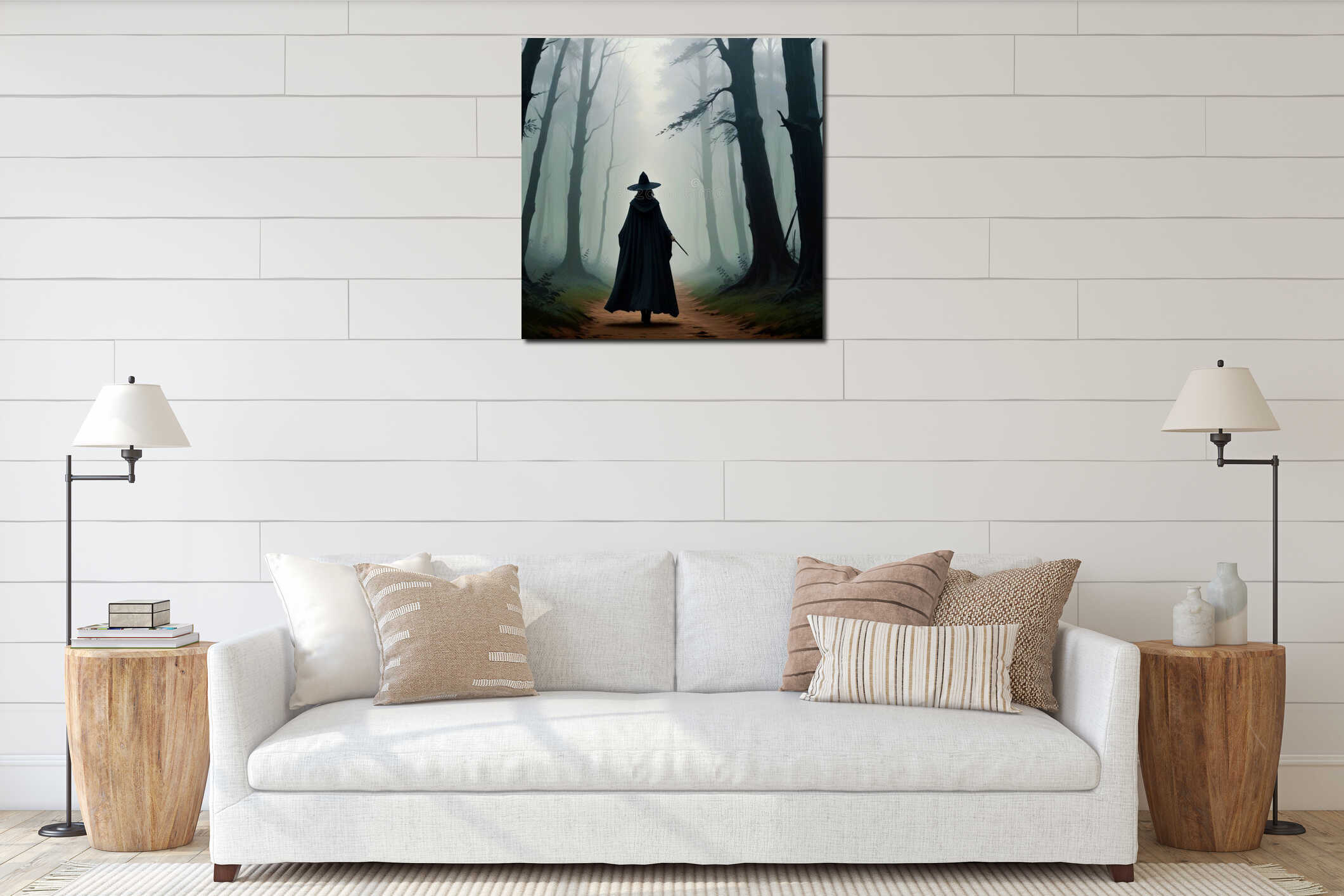 Canvas hanging interior mockup