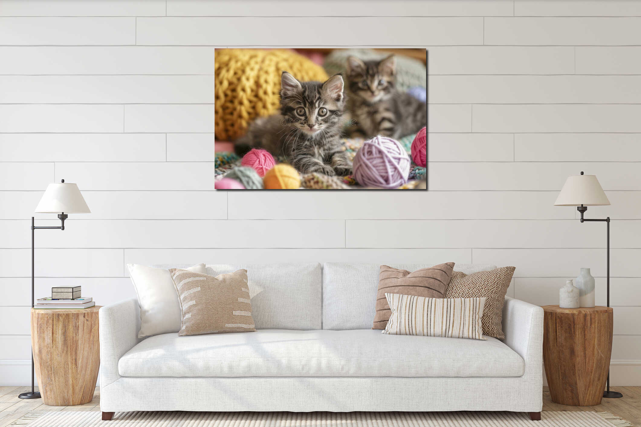 Canvas hanging interior mockup