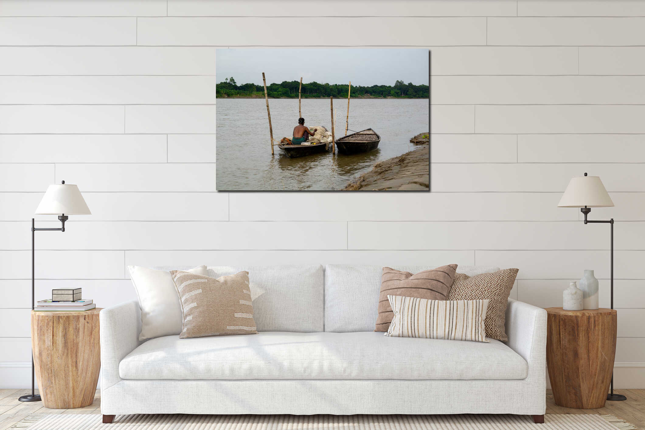 Canvas hanging interior mockup