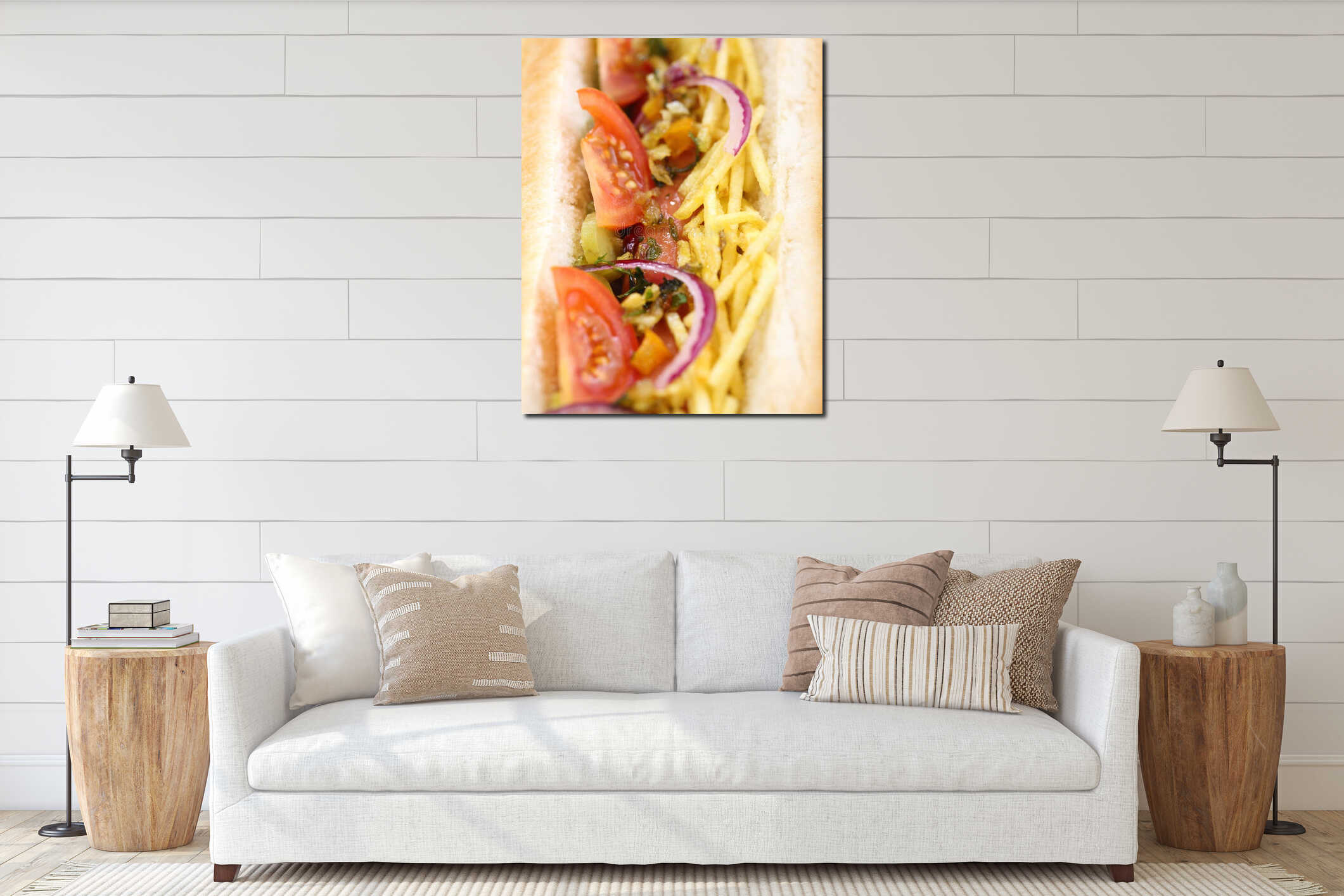 Canvas hanging interior mockup