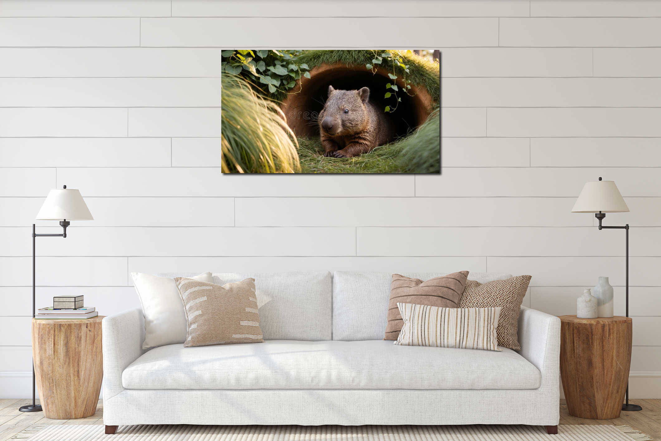 Canvas hanging interior mockup