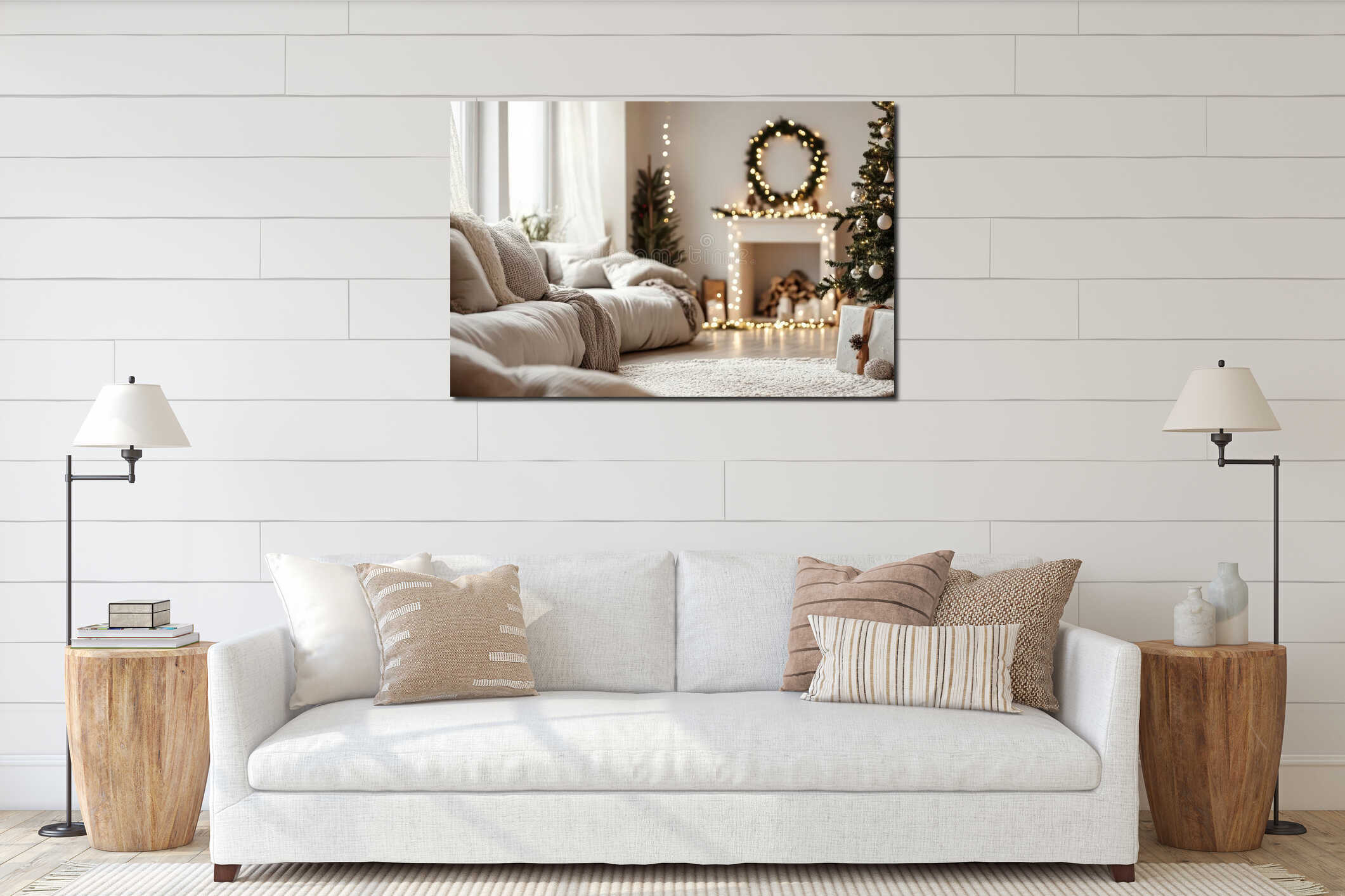Canvas hanging interior mockup