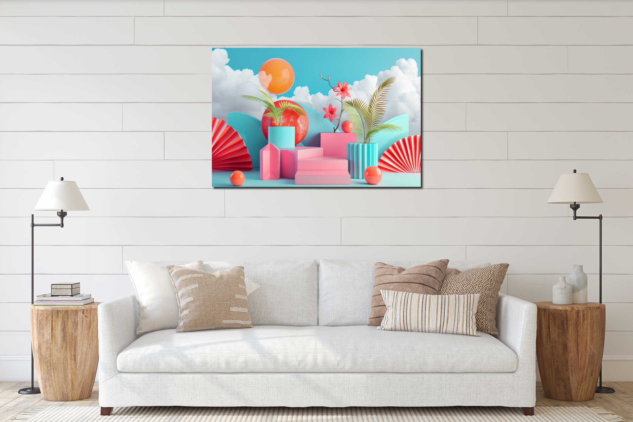 Canvas hanging interior mockup