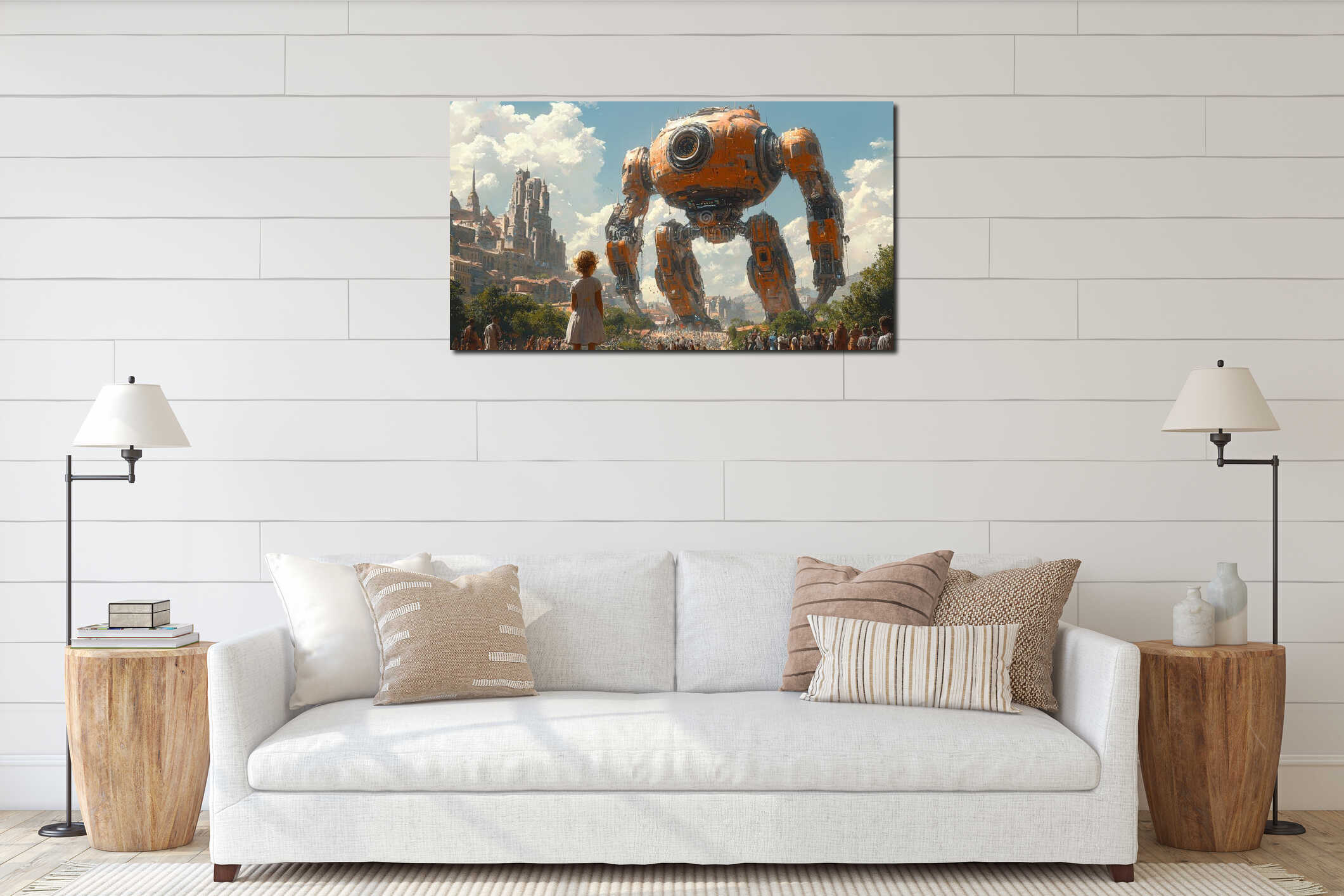 Canvas hanging interior mockup