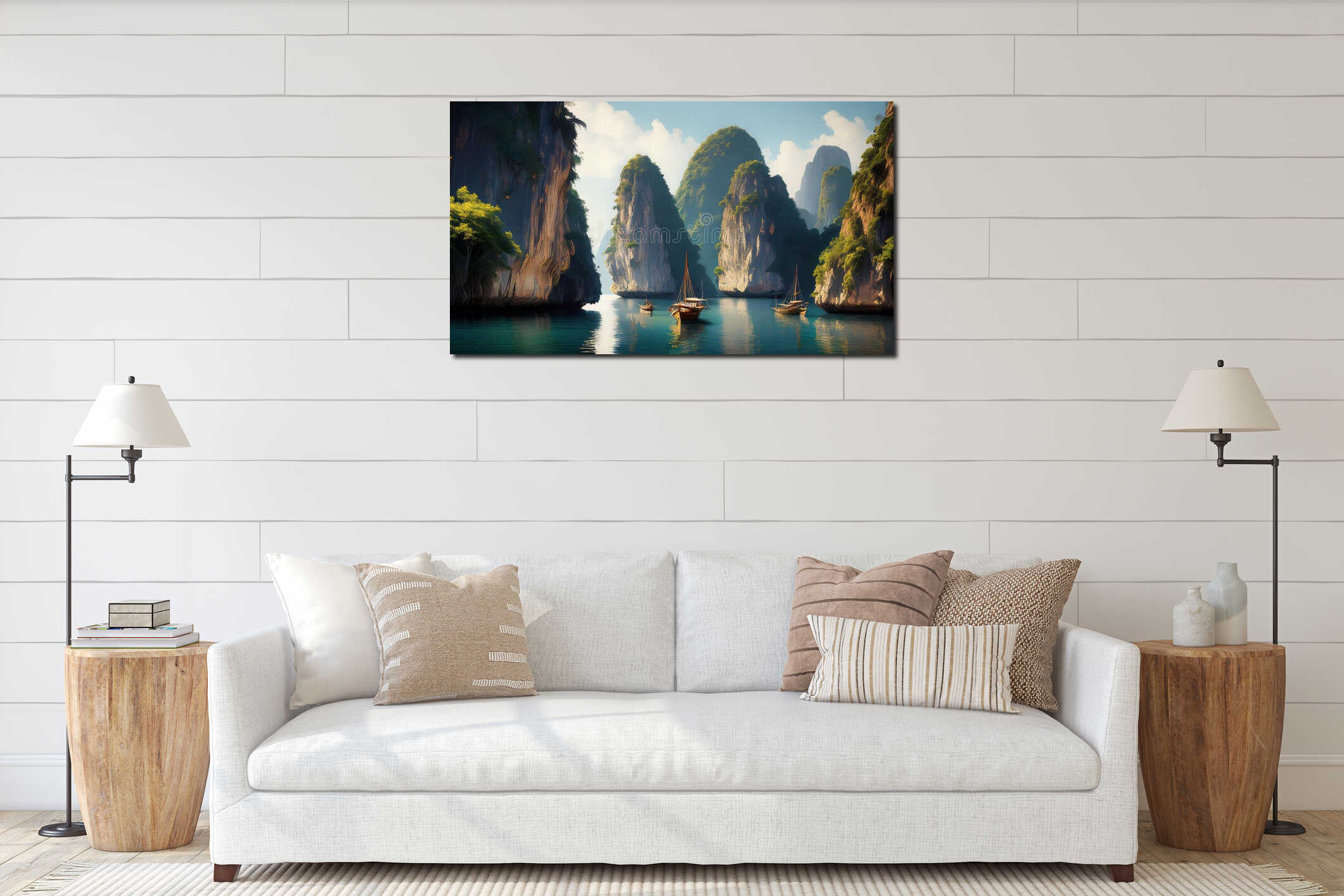 Canvas hanging interior mockup