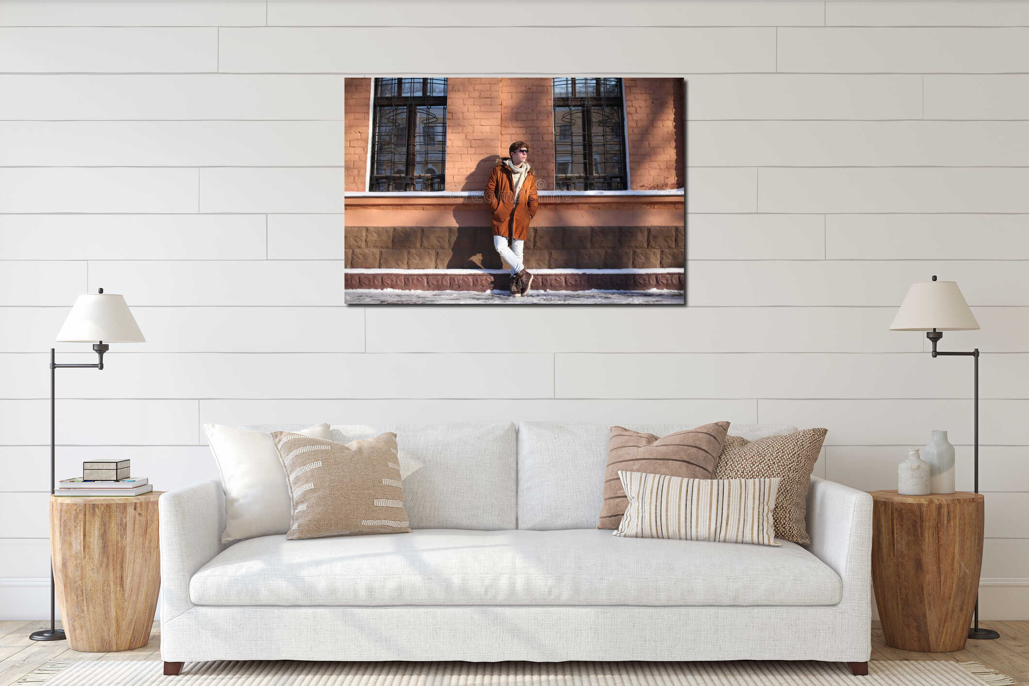 Canvas hanging interior mockup