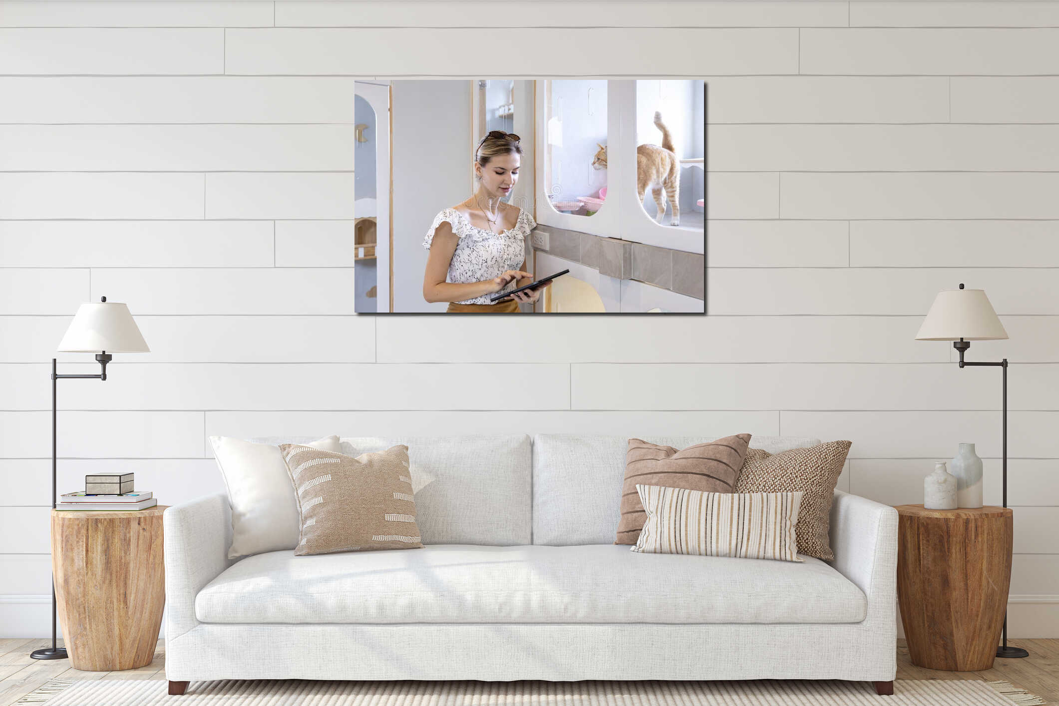 Canvas hanging interior mockup