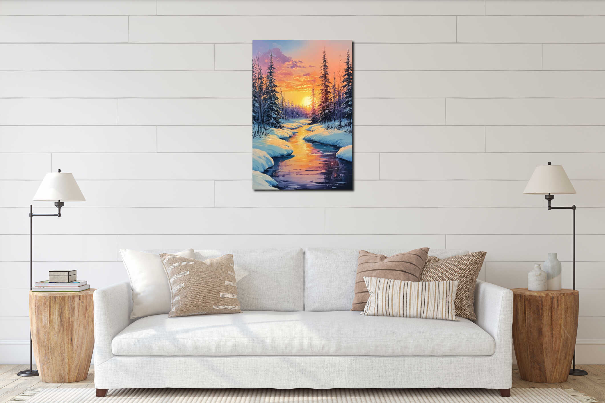 Canvas hanging interior mockup