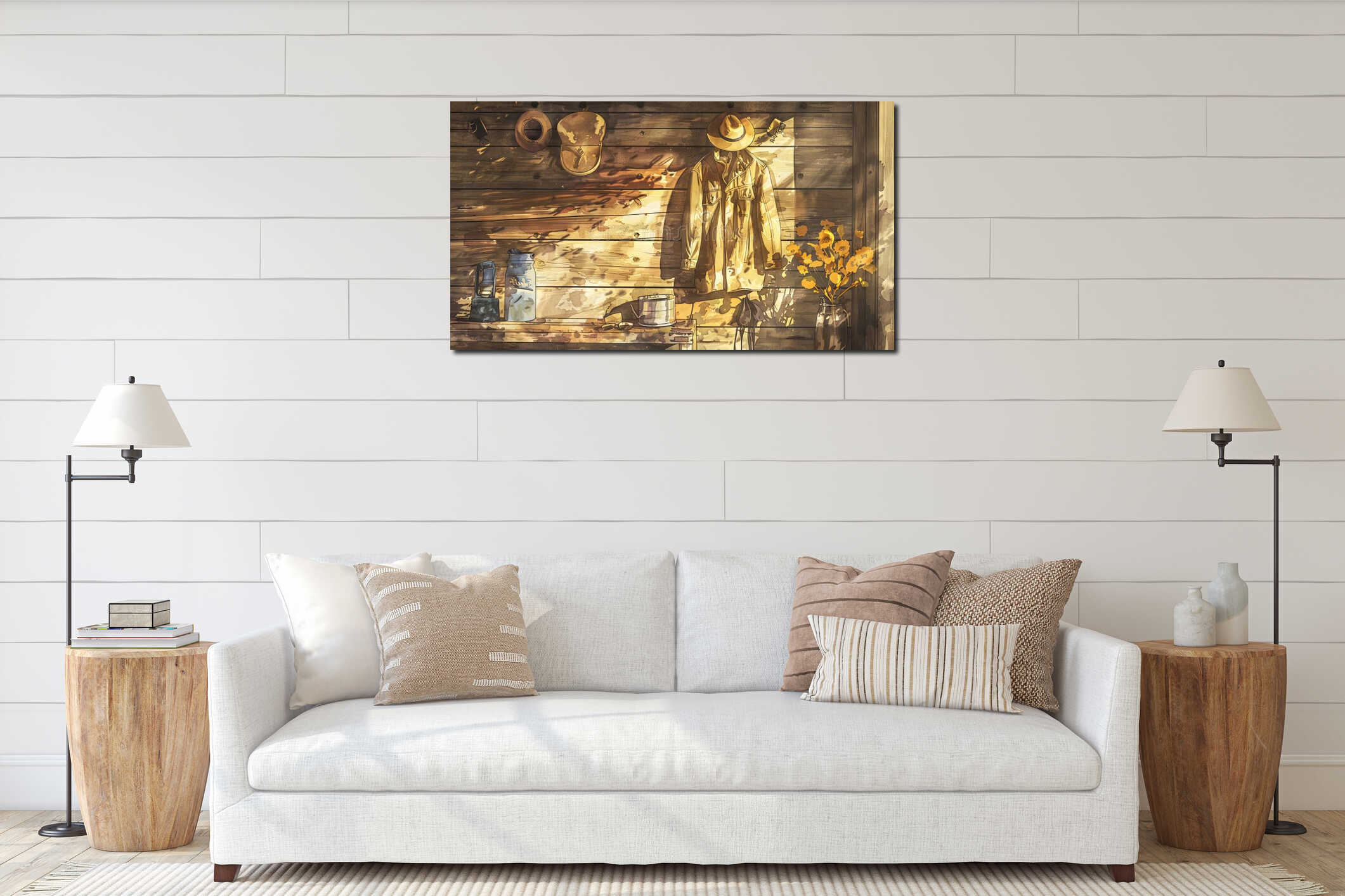 Canvas hanging interior mockup