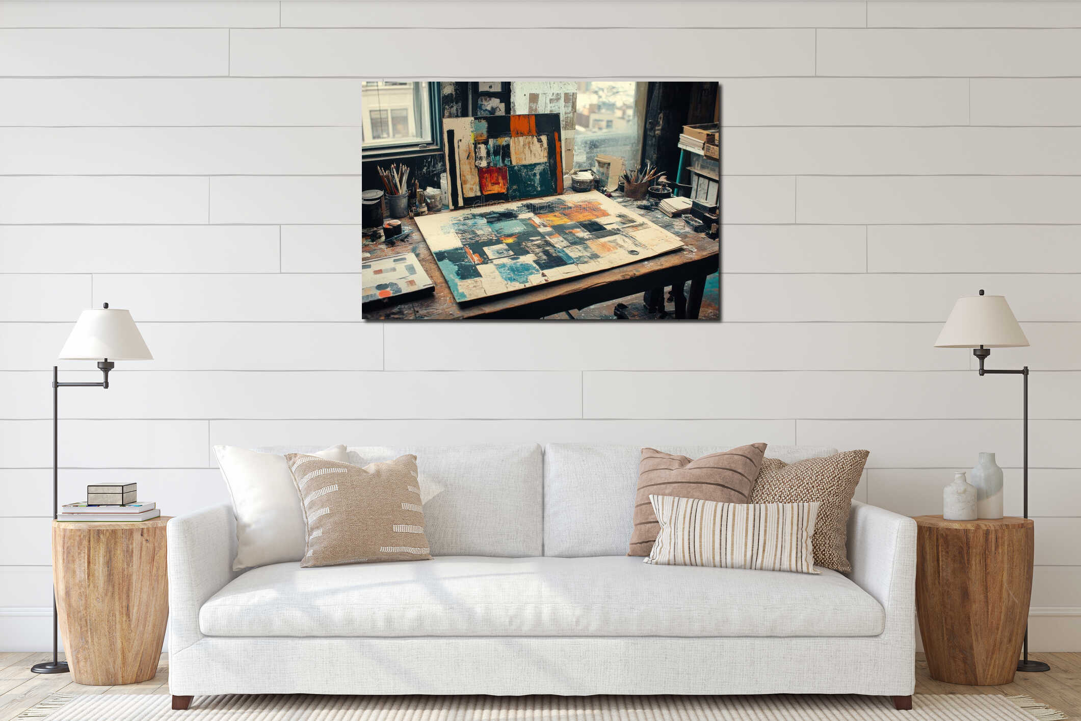 Canvas hanging interior mockup