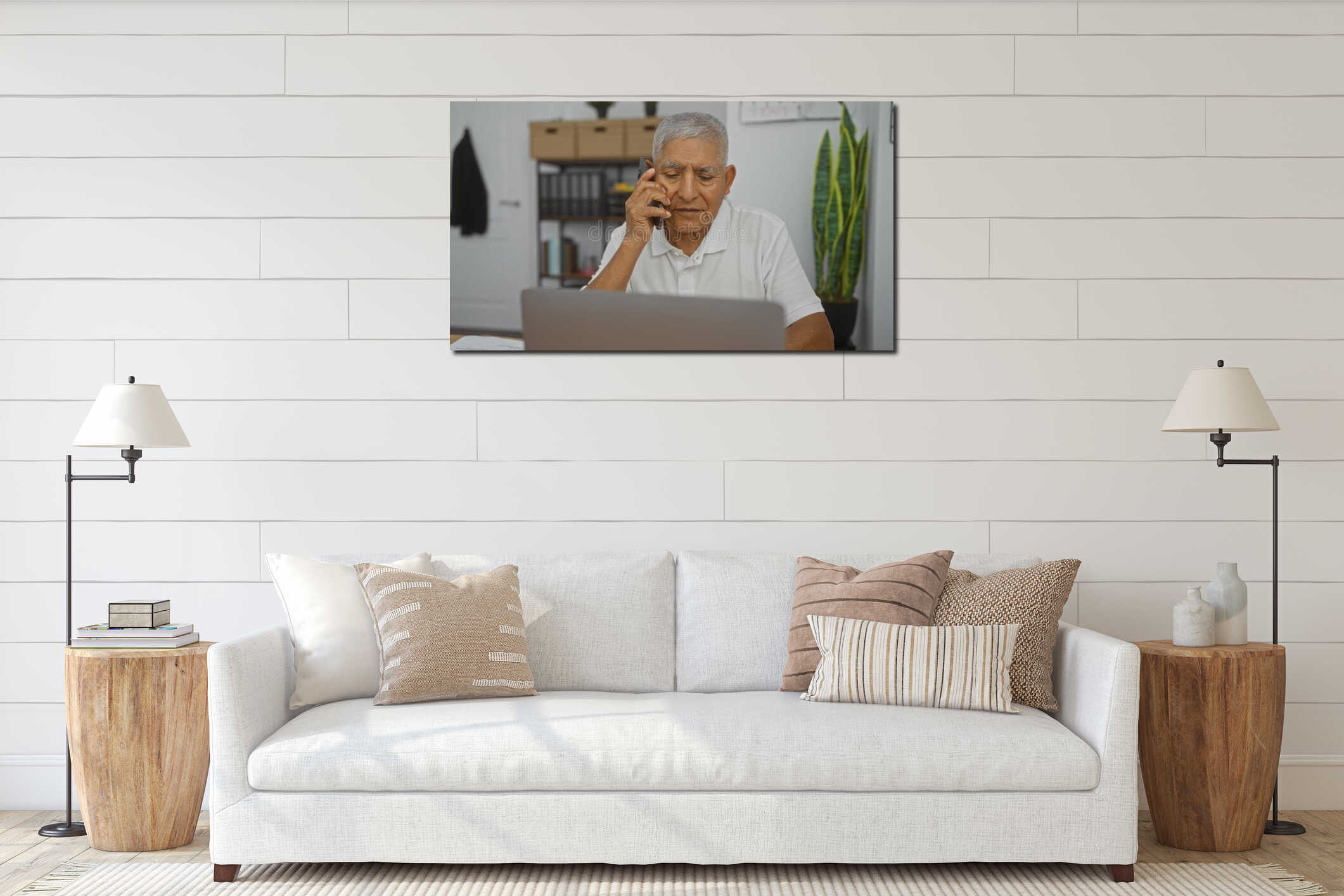 Canvas hanging interior mockup