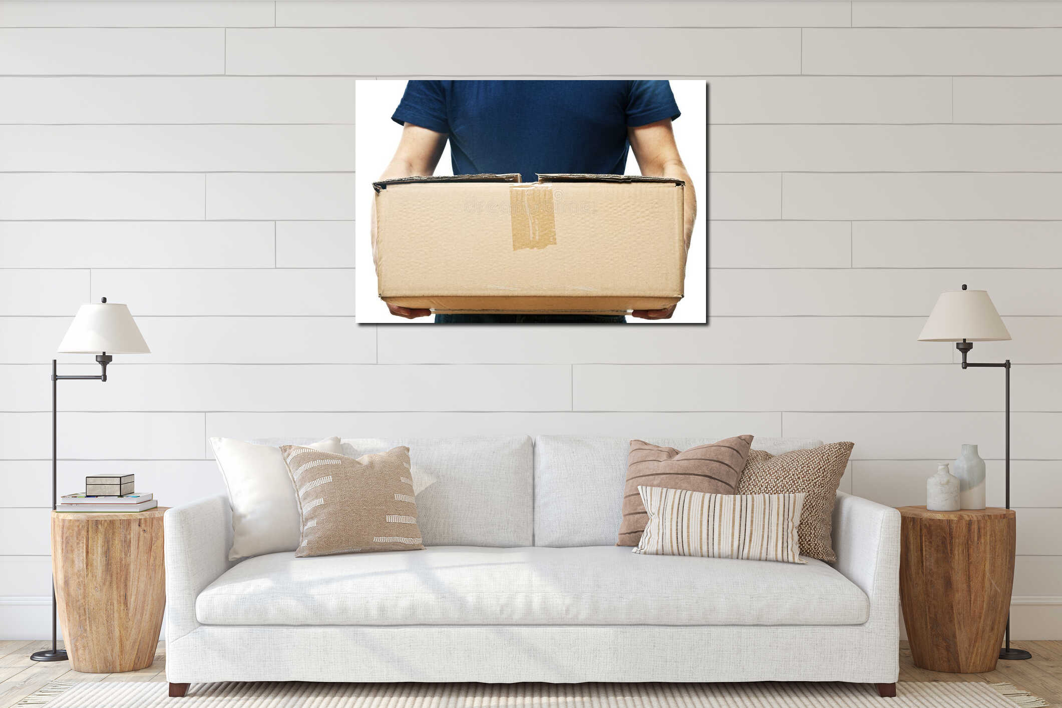 Canvas hanging interior mockup