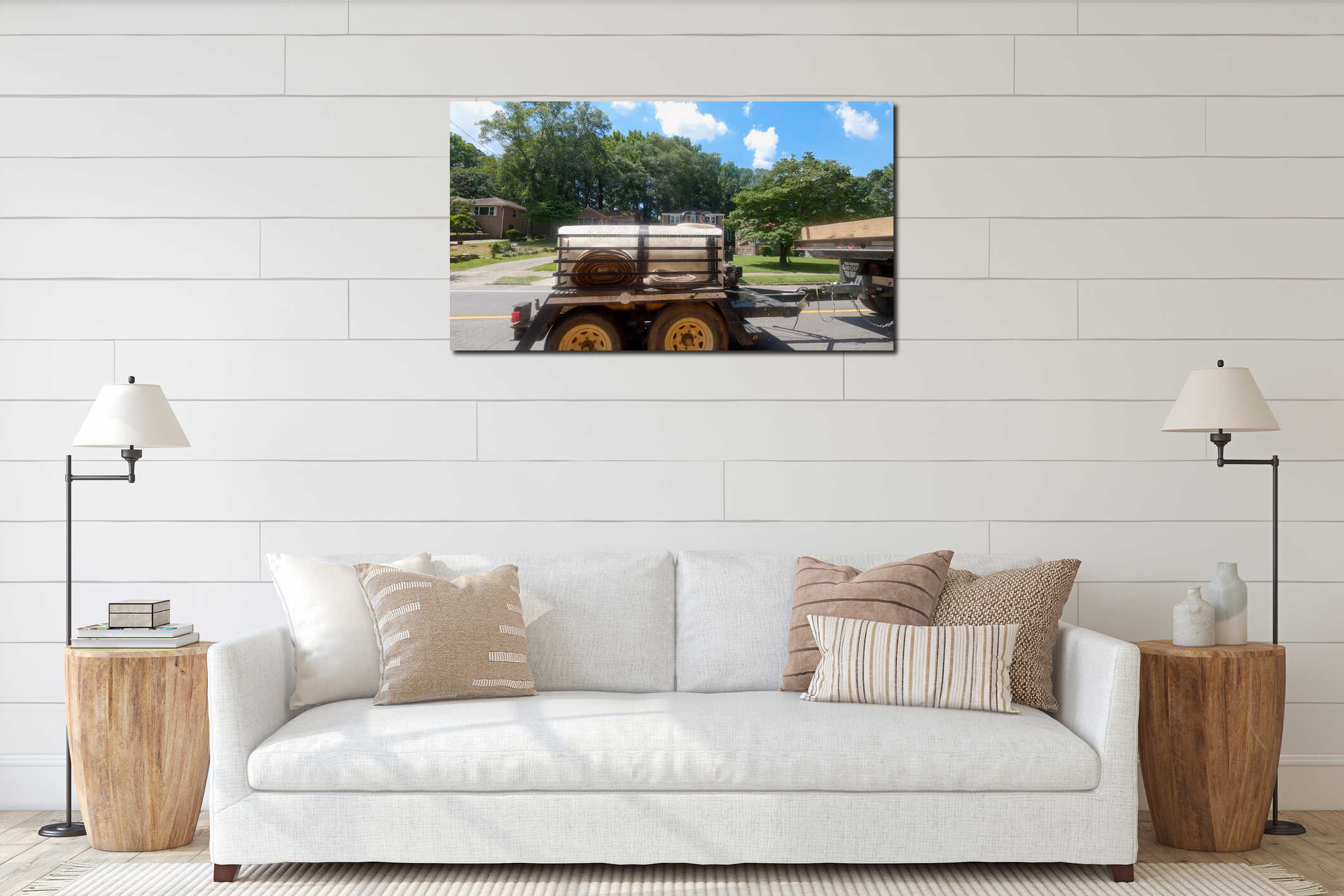 Canvas hanging interior mockup