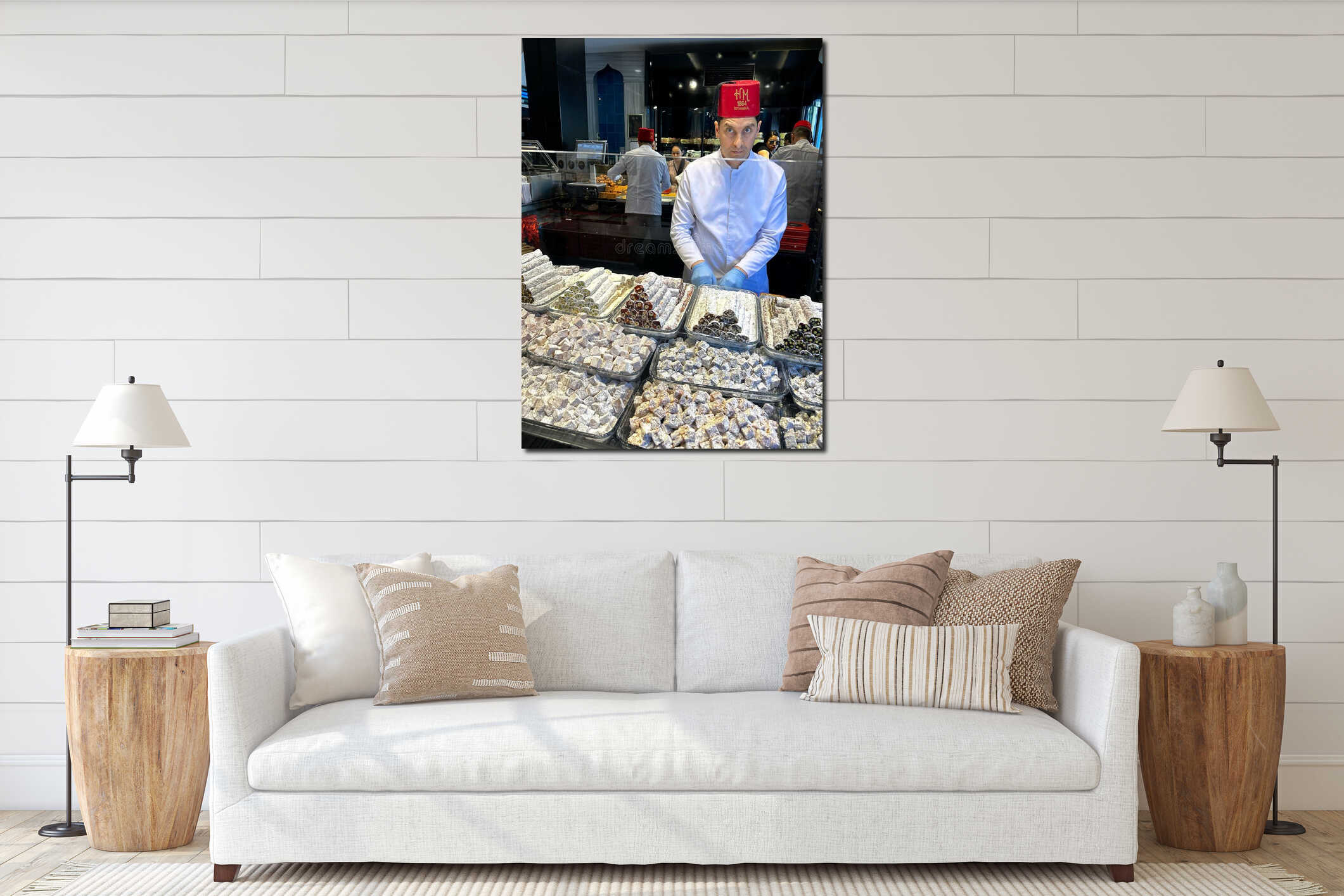 Canvas hanging interior mockup