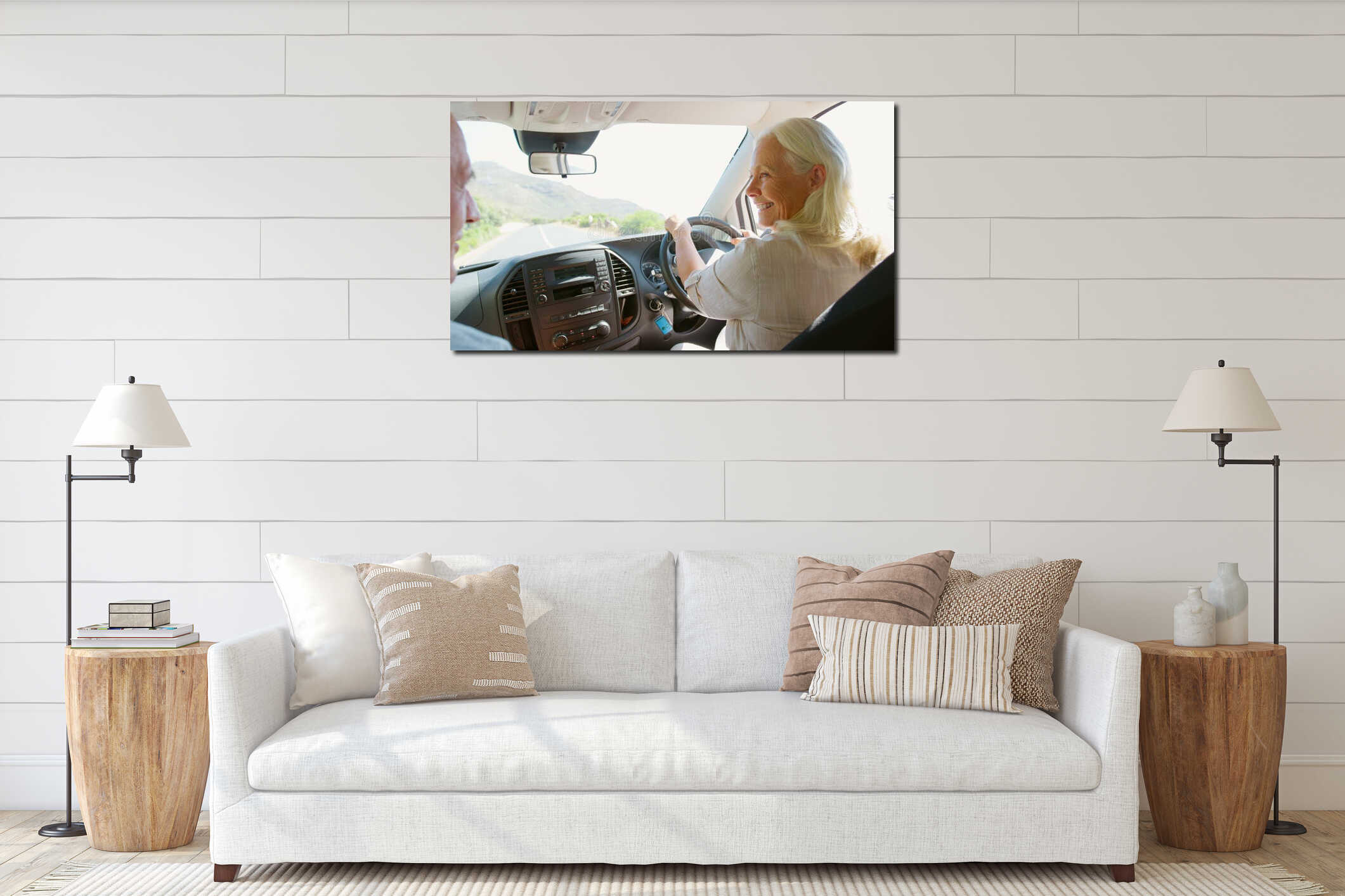 Canvas hanging interior mockup