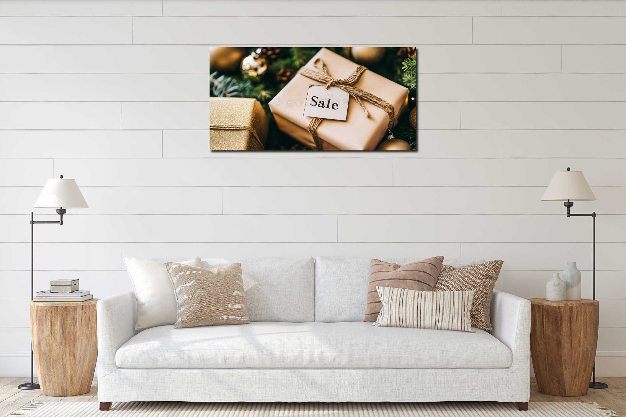 Canvas hanging interior mockup