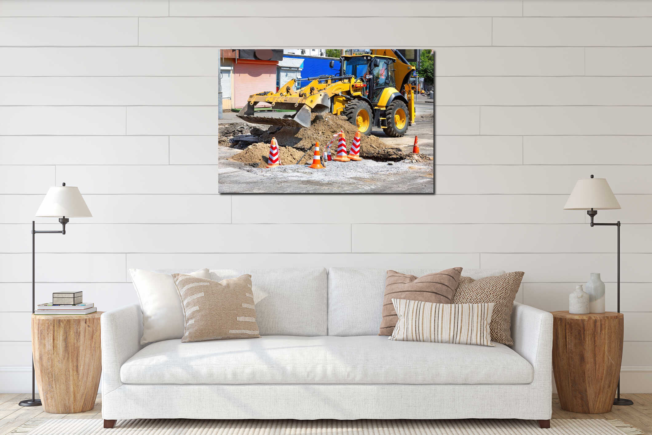 Canvas hanging interior mockup