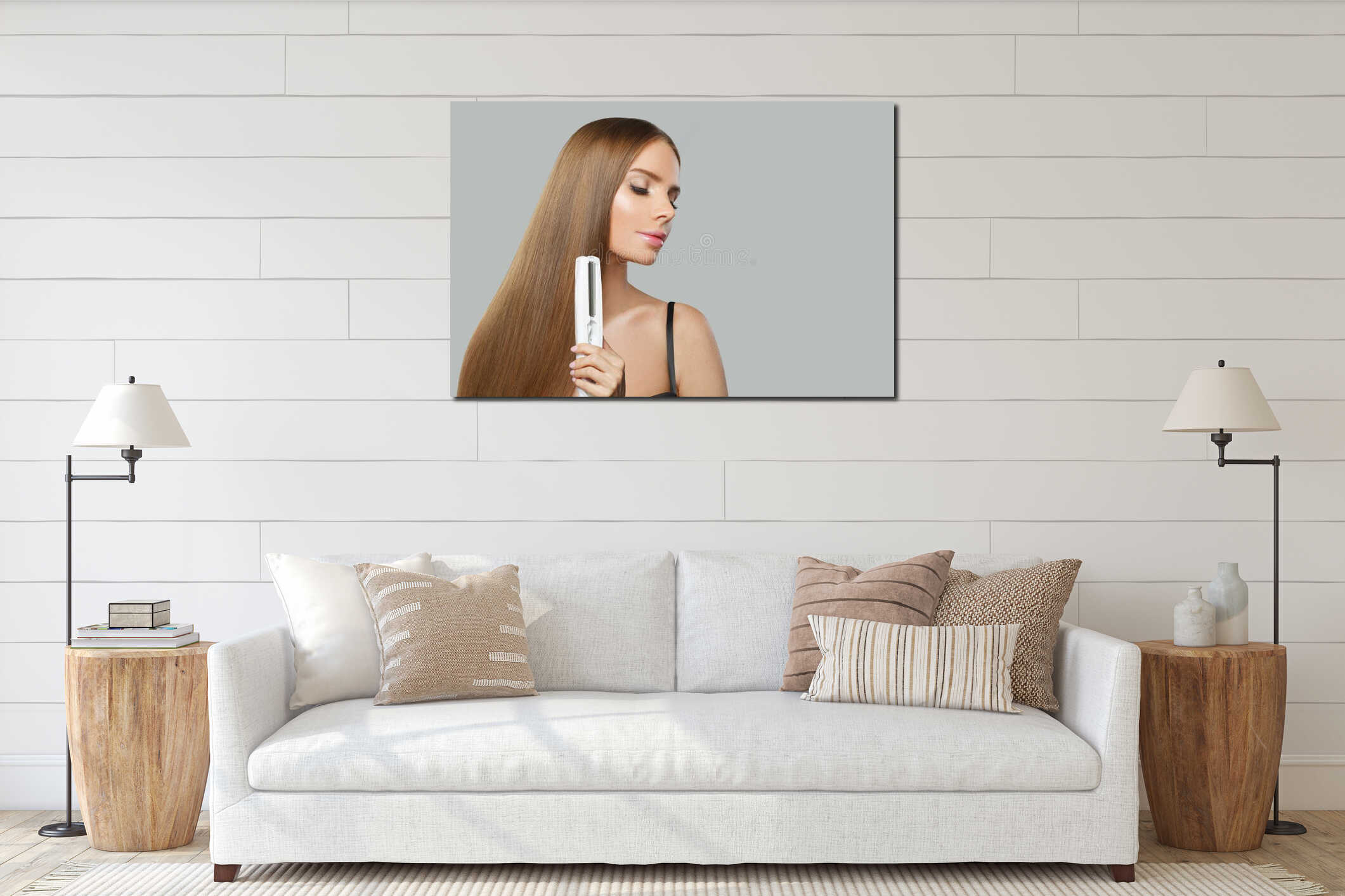 Canvas hanging interior mockup