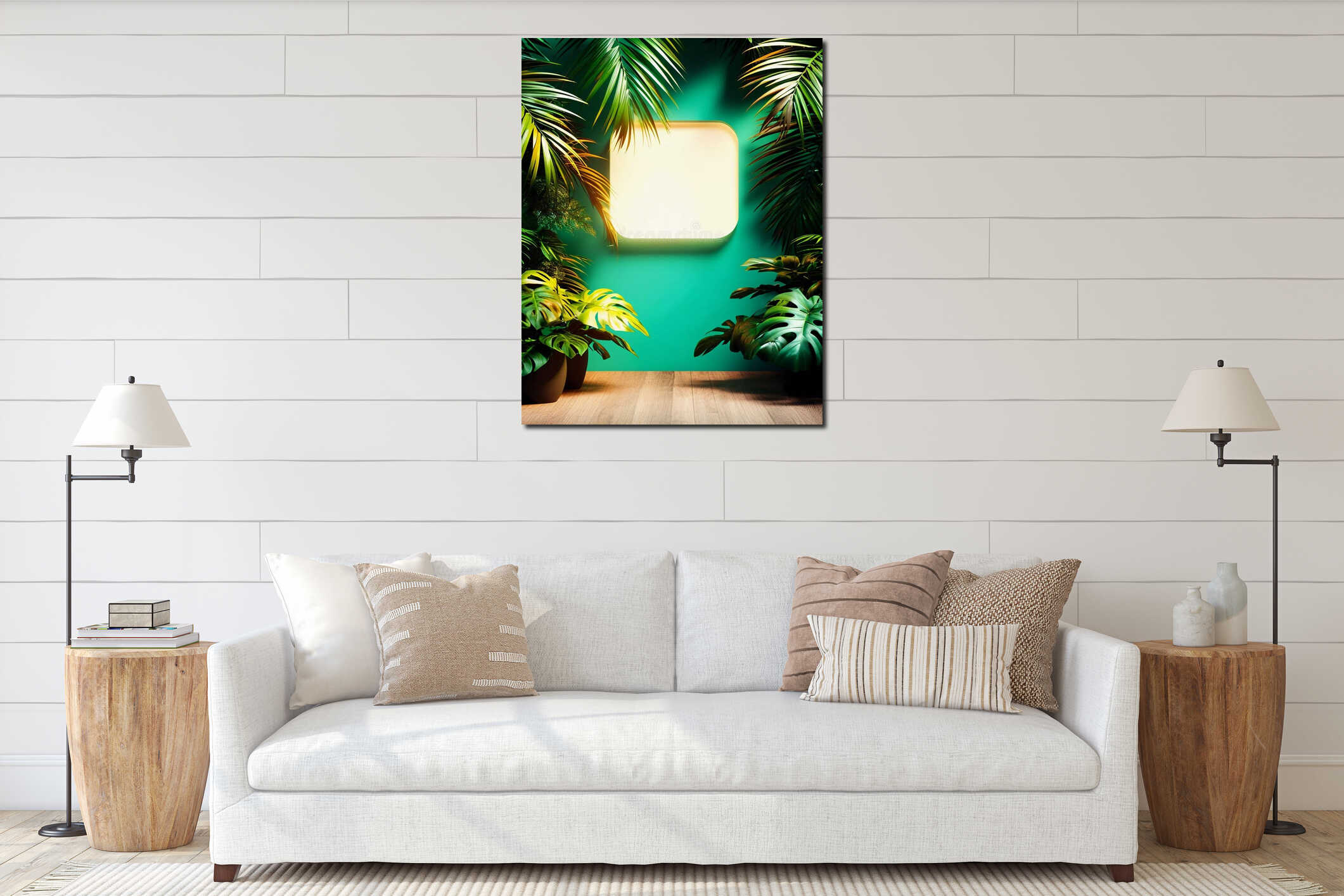 Canvas hanging interior mockup