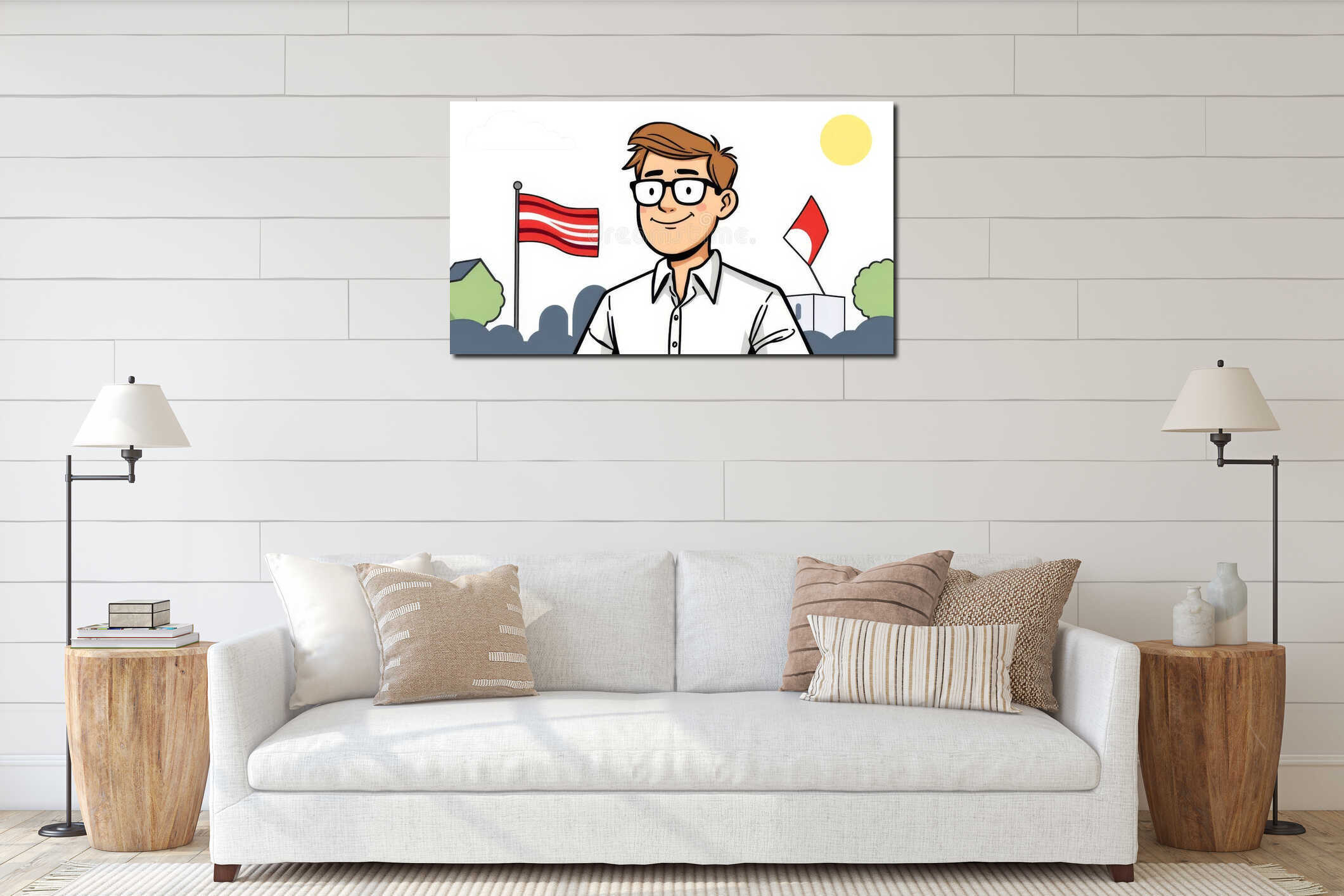 Canvas hanging interior mockup