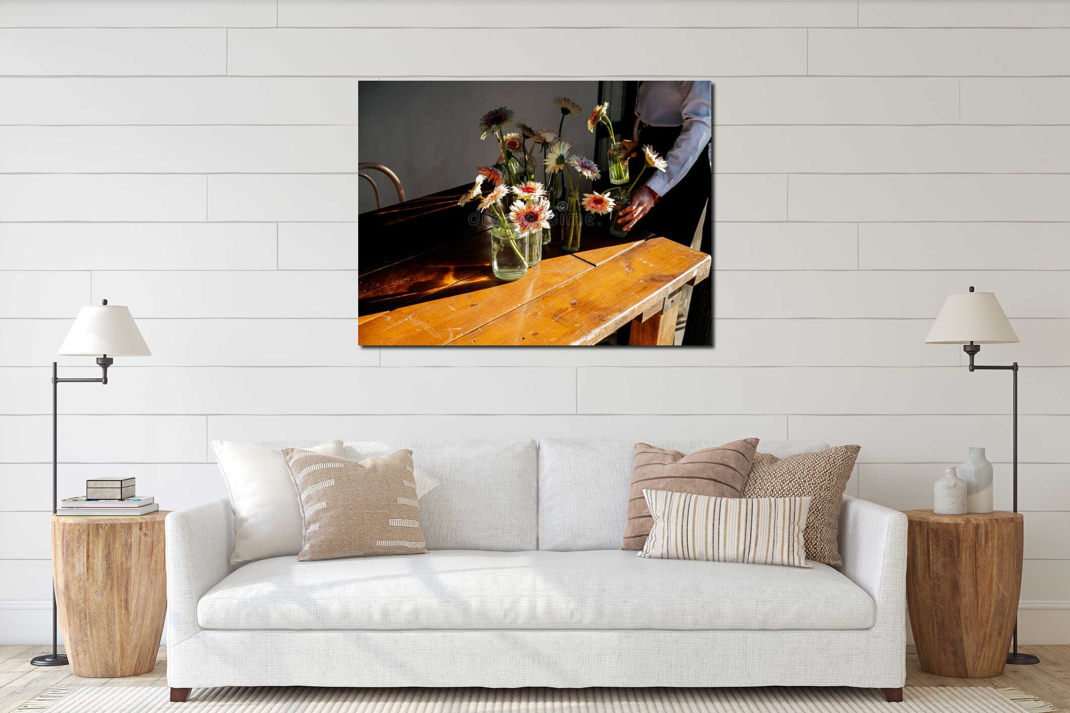 Canvas hanging interior mockup