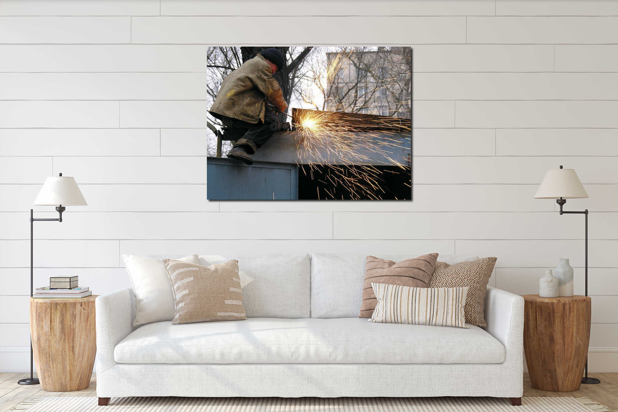 Canvas hanging interior mockup
