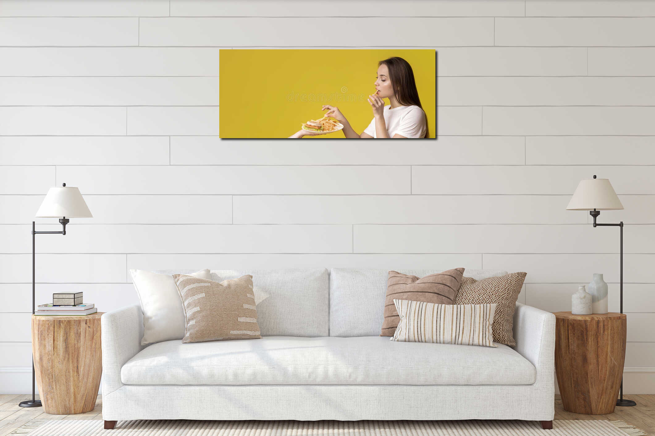 Canvas hanging interior mockup