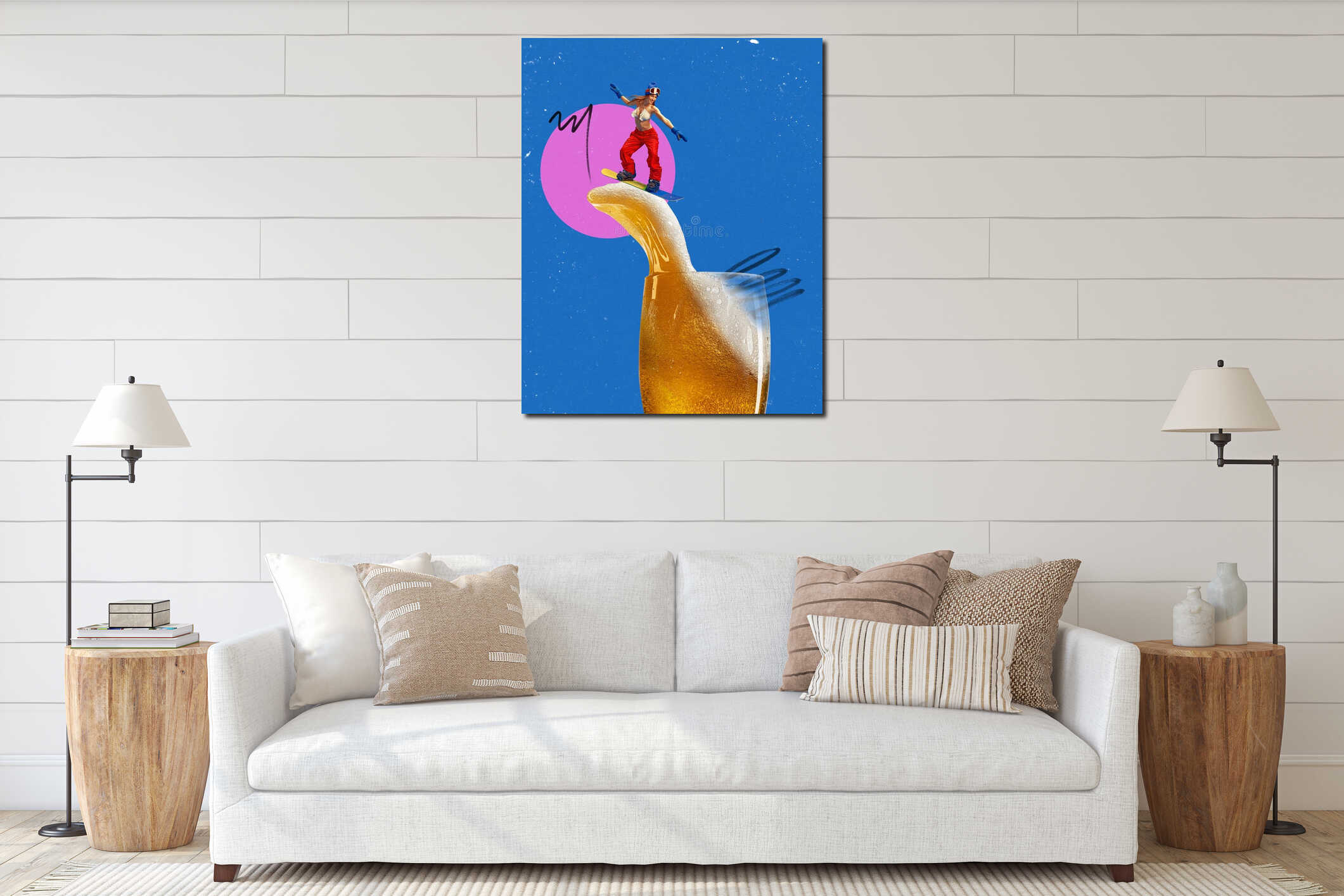 Canvas hanging interior mockup