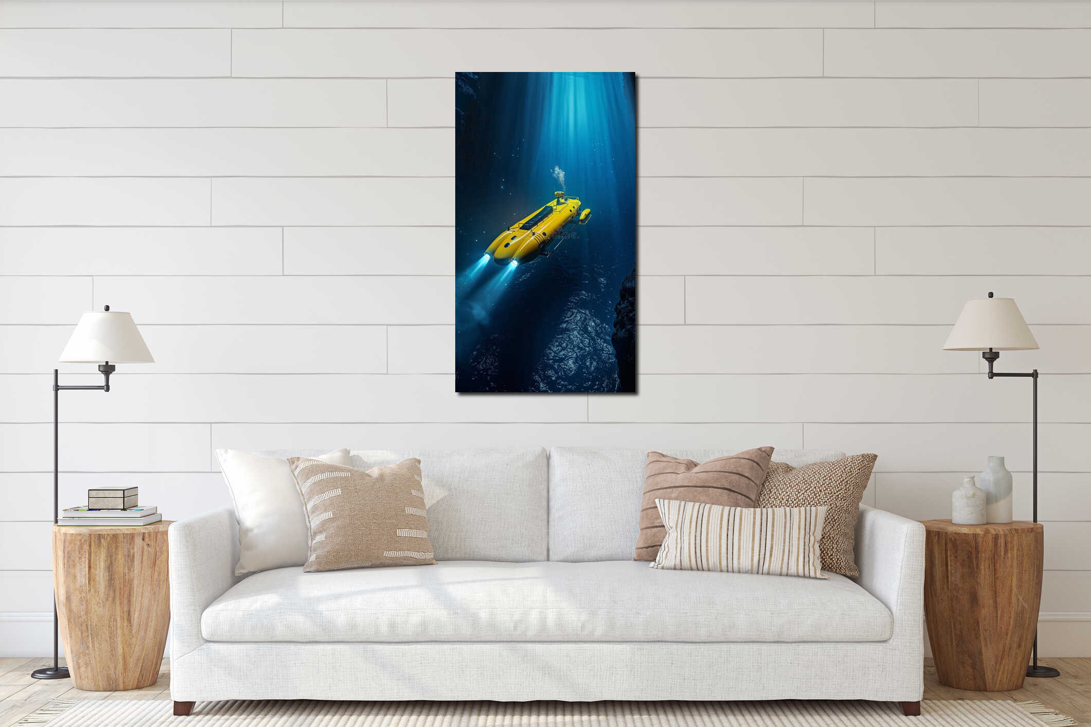 Canvas hanging interior mockup