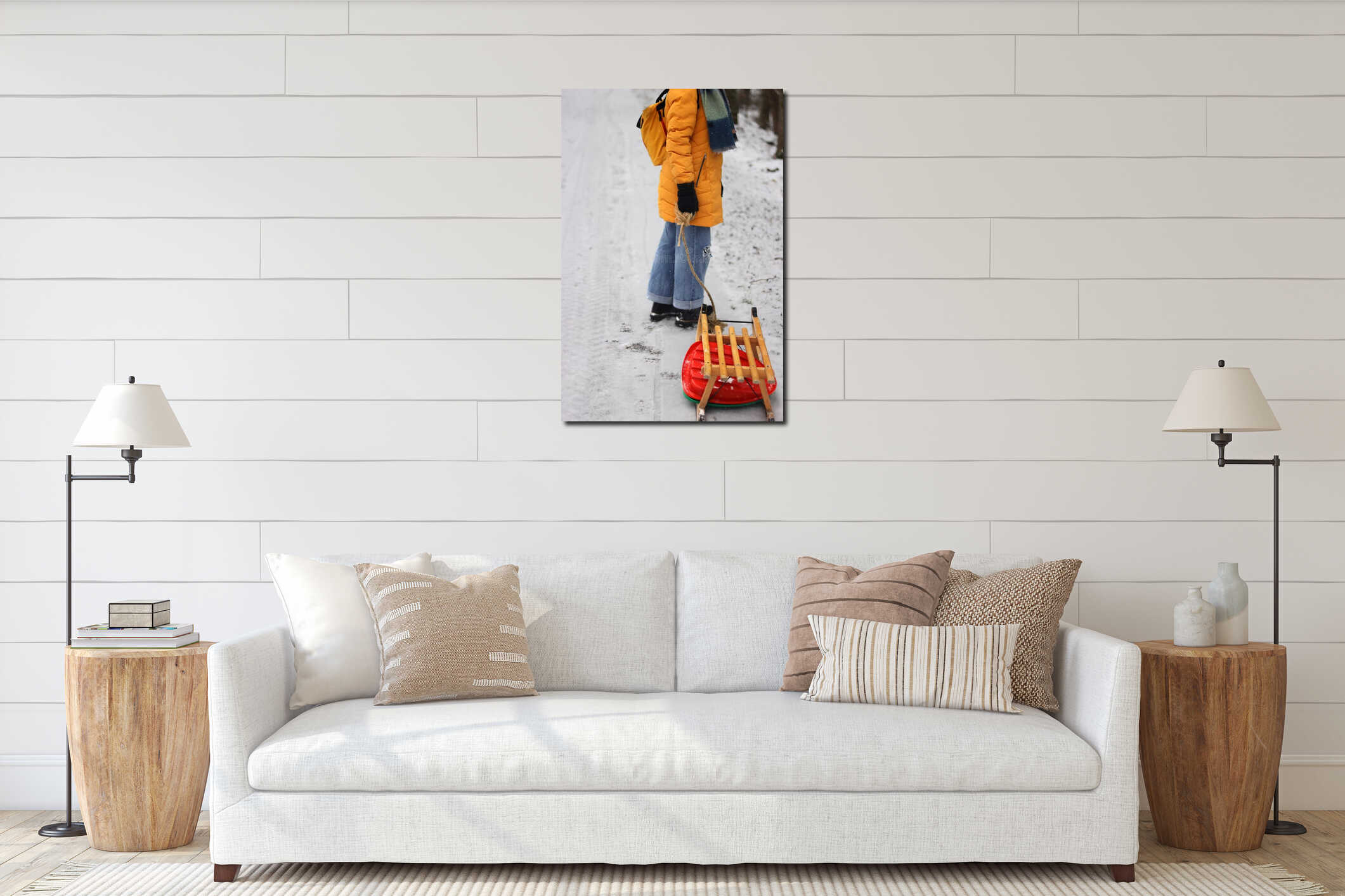 Canvas hanging interior mockup