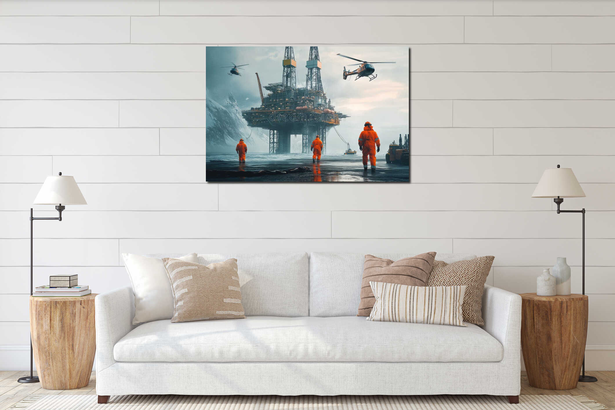 Canvas hanging interior mockup