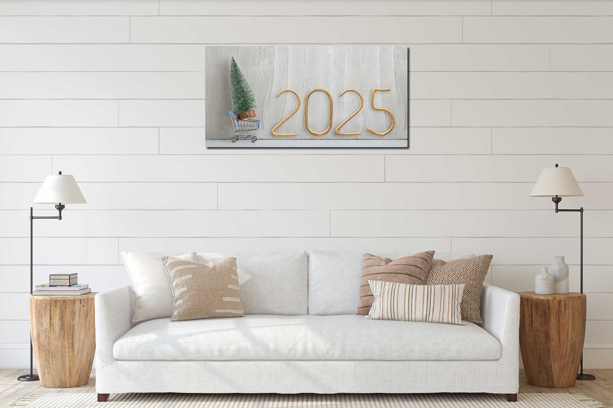Canvas hanging interior mockup