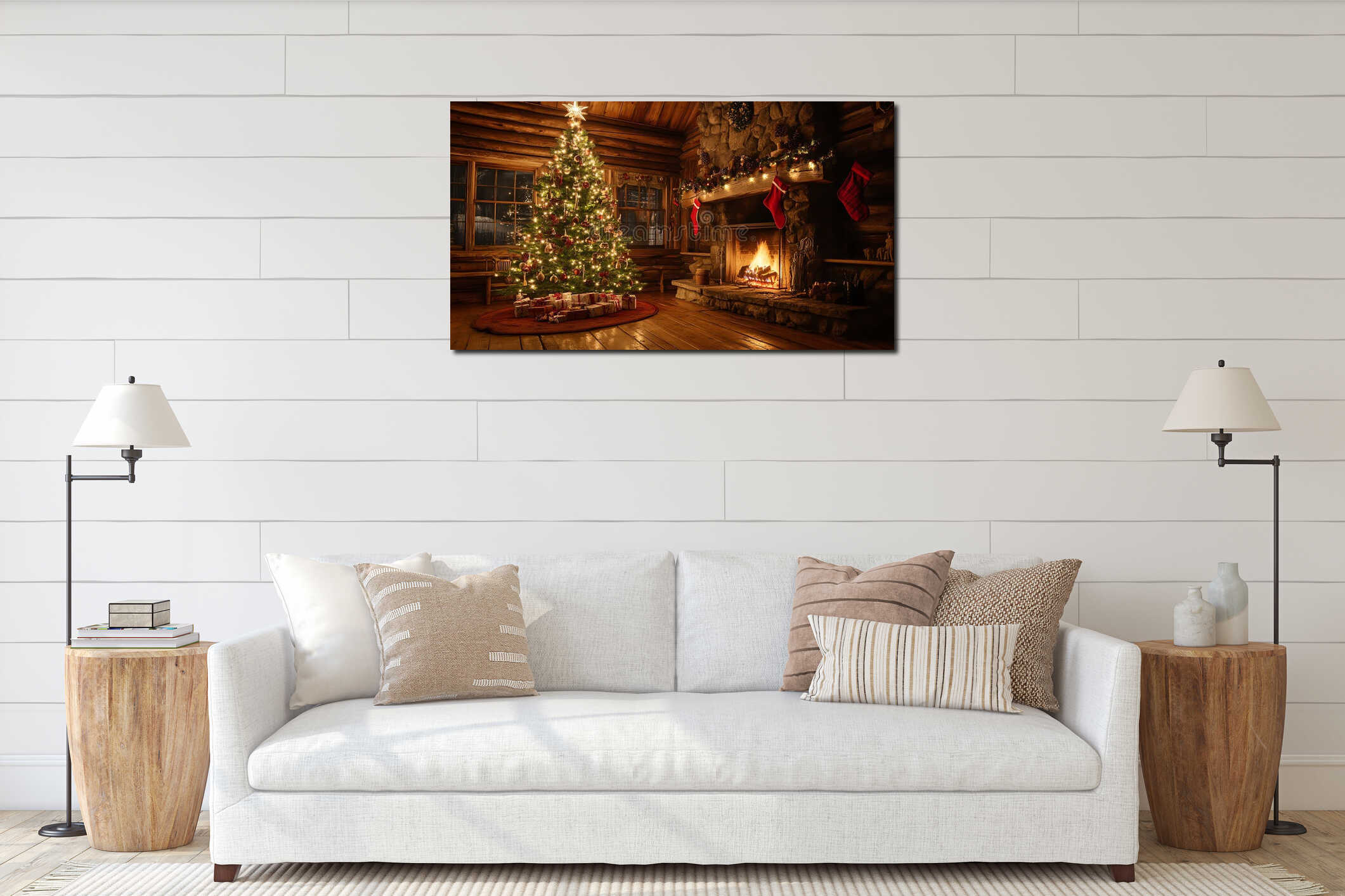 Canvas hanging interior mockup