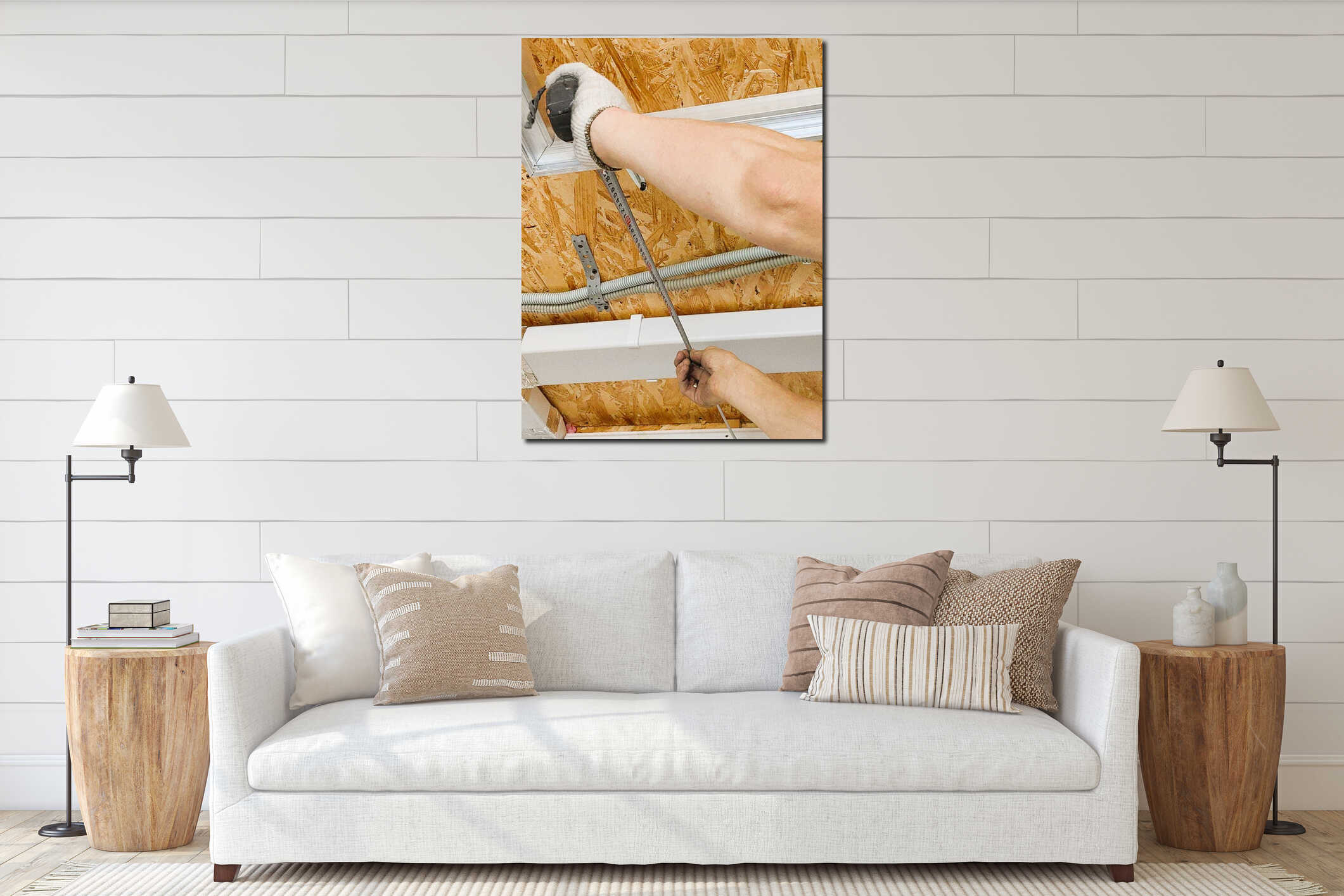 Canvas hanging interior mockup