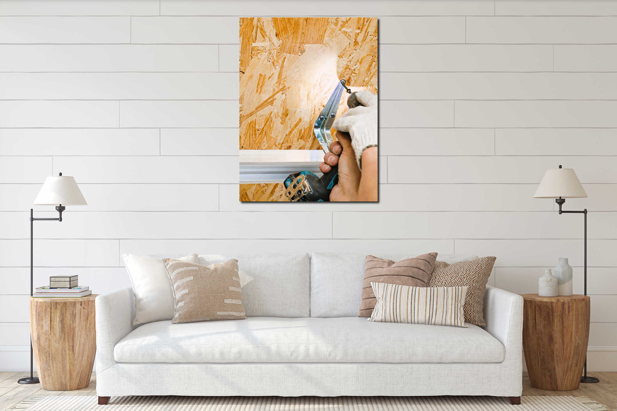 Canvas hanging interior mockup