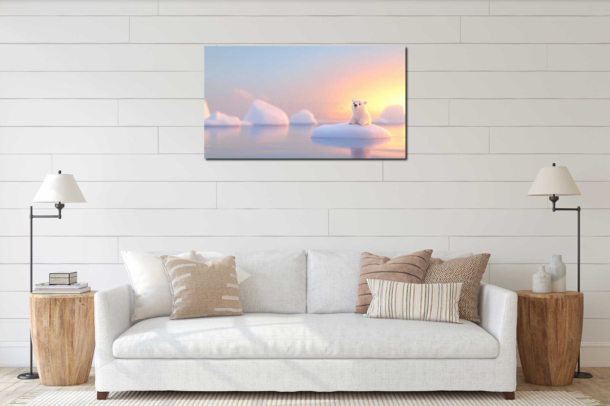 Canvas hanging interior mockup