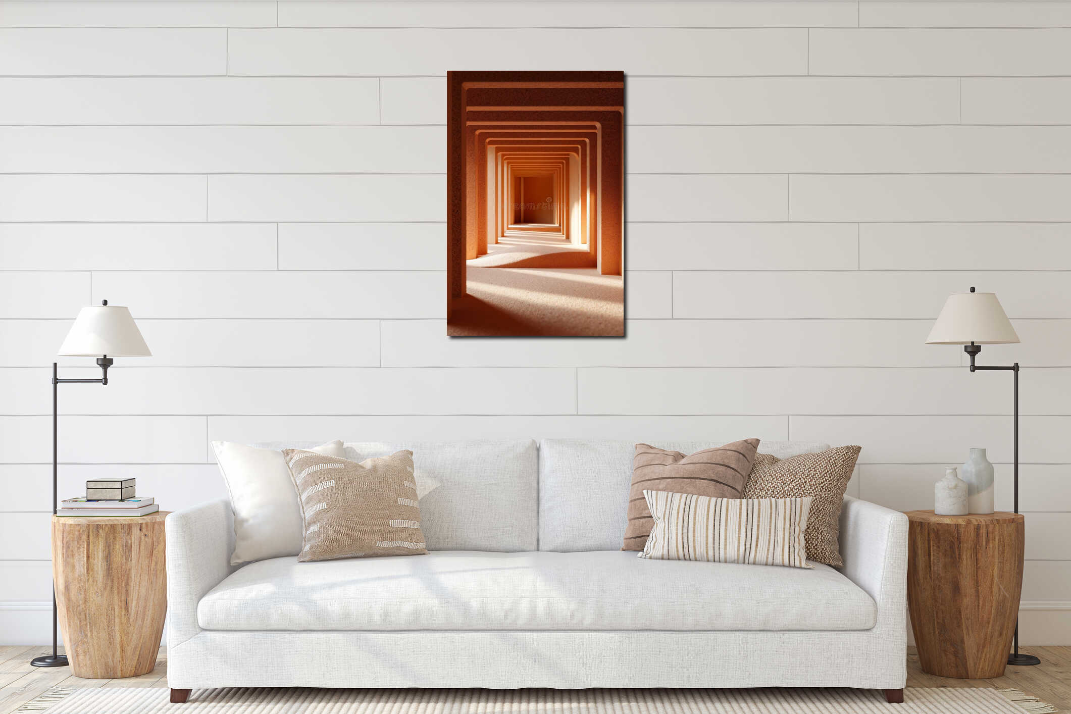 Canvas hanging interior mockup