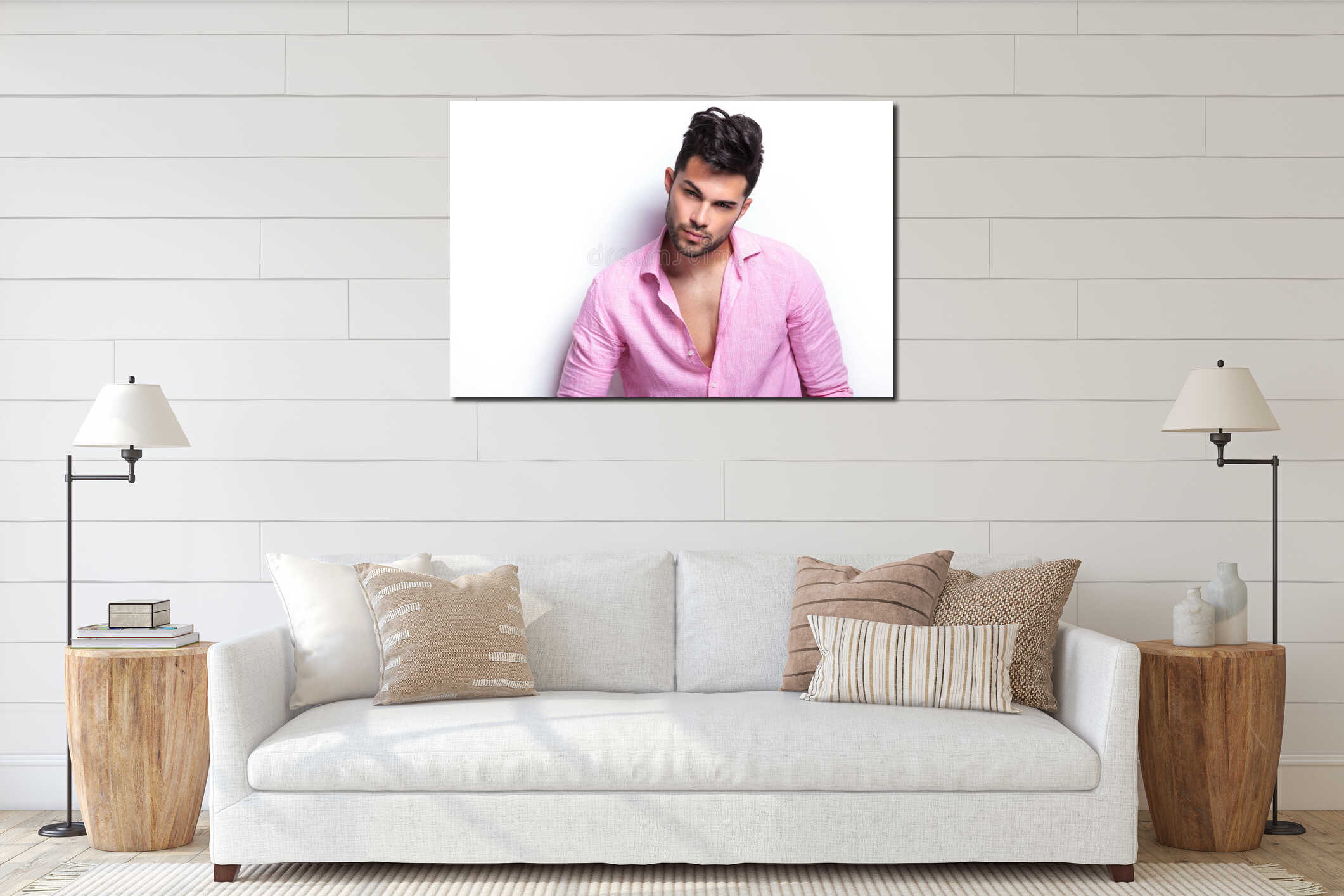 Canvas hanging interior mockup