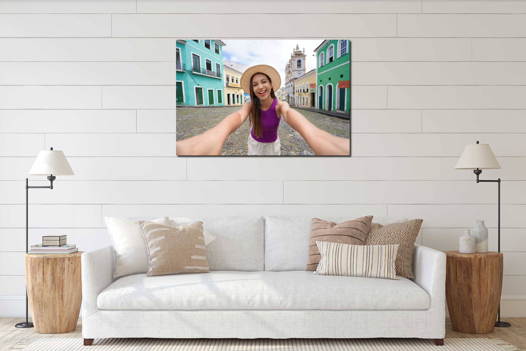 Canvas hanging interior mockup