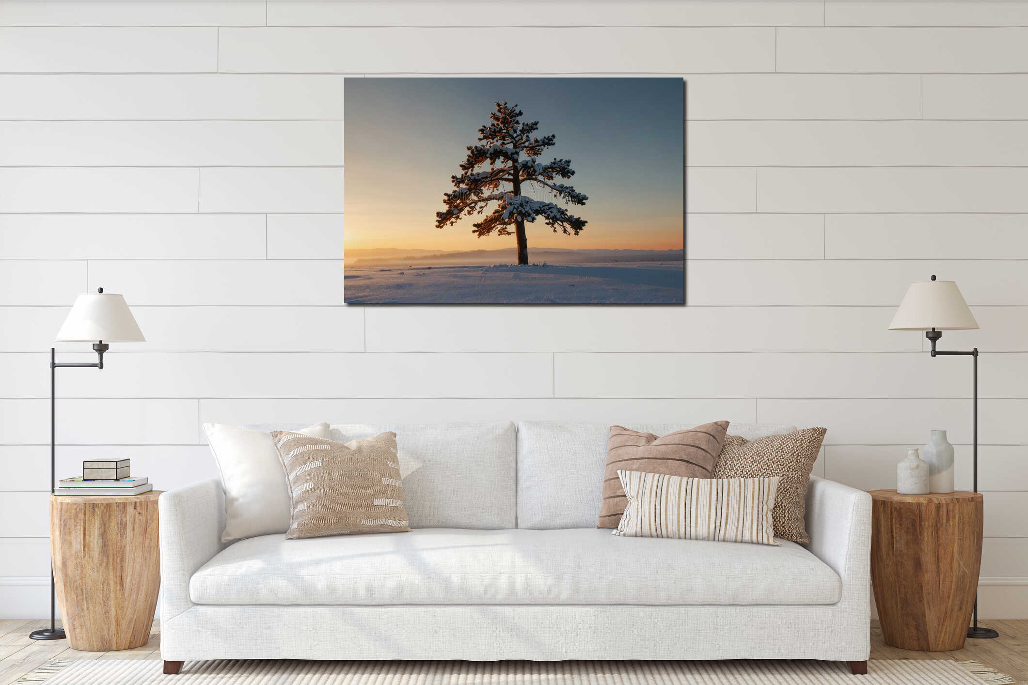 Canvas hanging interior mockup