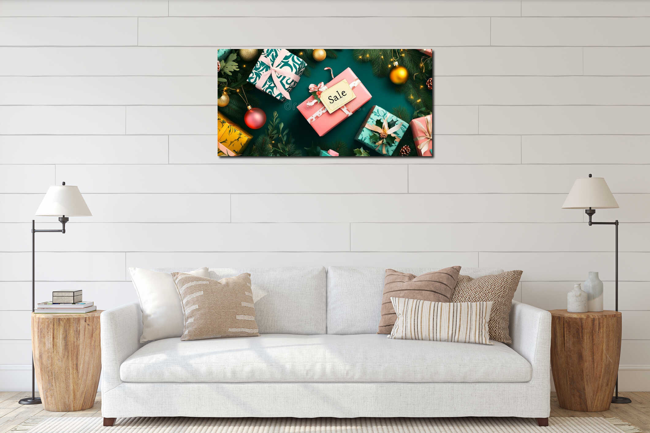 Canvas hanging interior mockup
