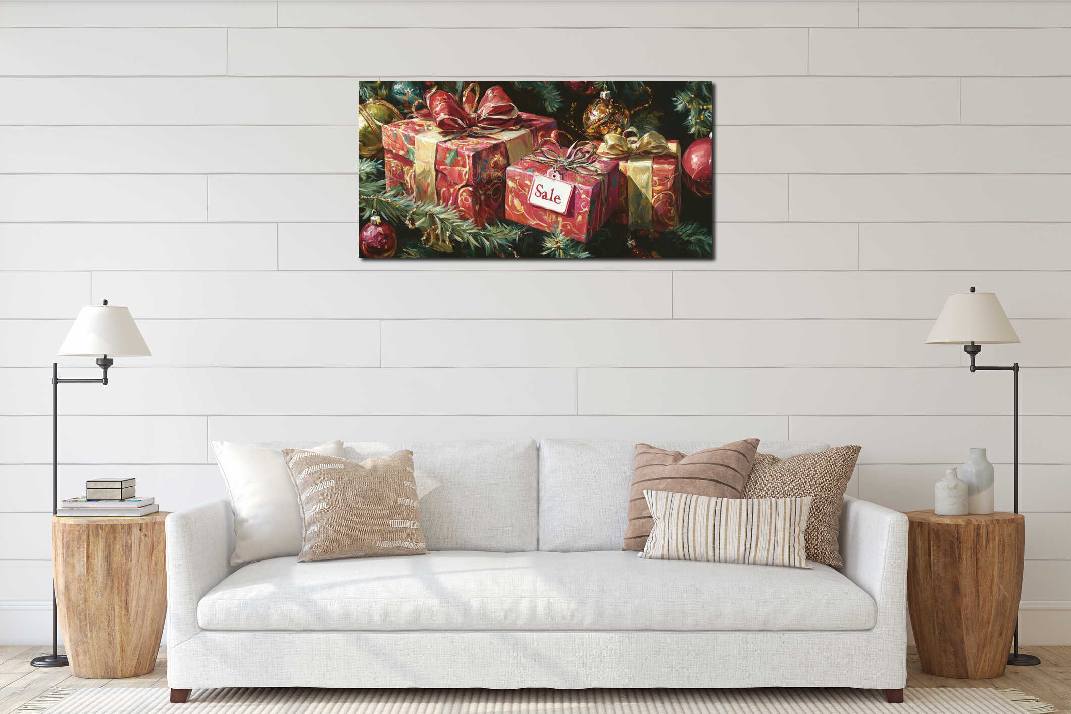 Canvas hanging interior mockup
