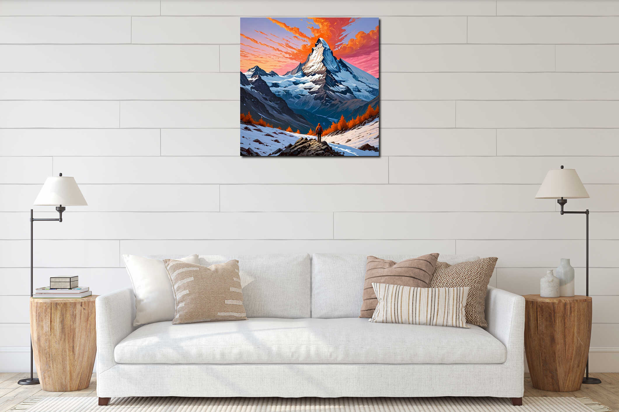 Canvas hanging interior mockup