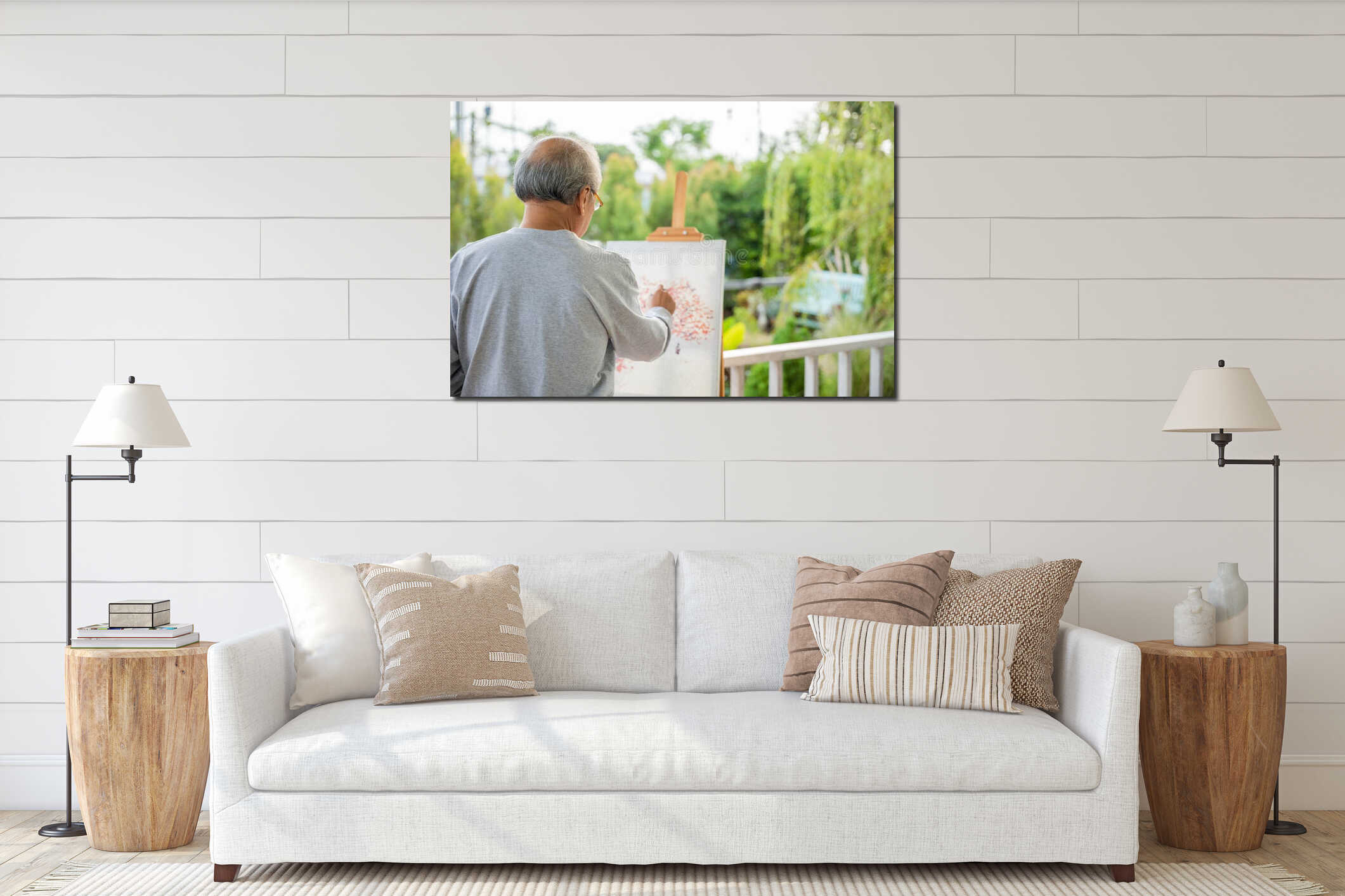 Canvas hanging interior mockup