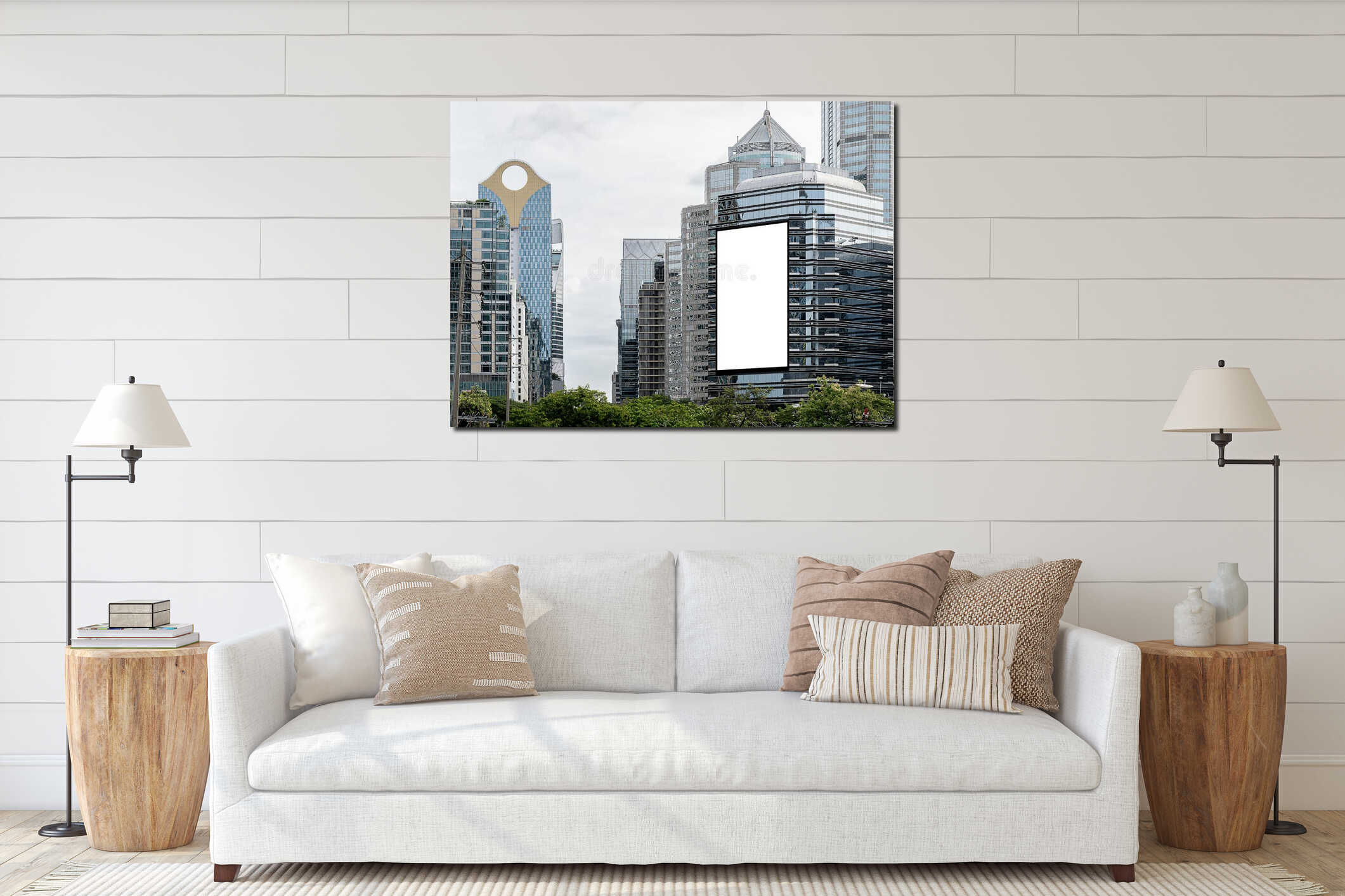 Canvas hanging interior mockup