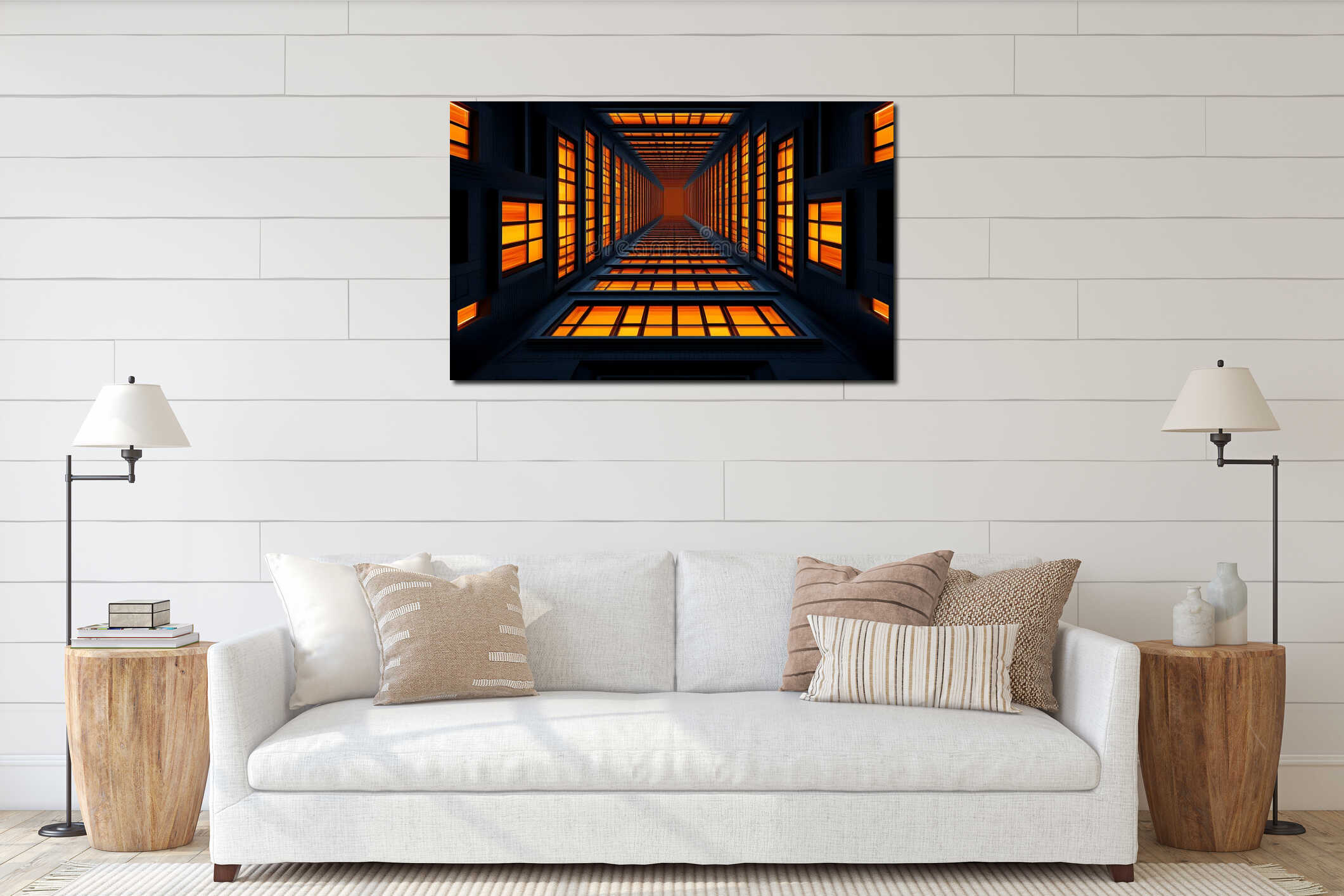 Canvas hanging interior mockup