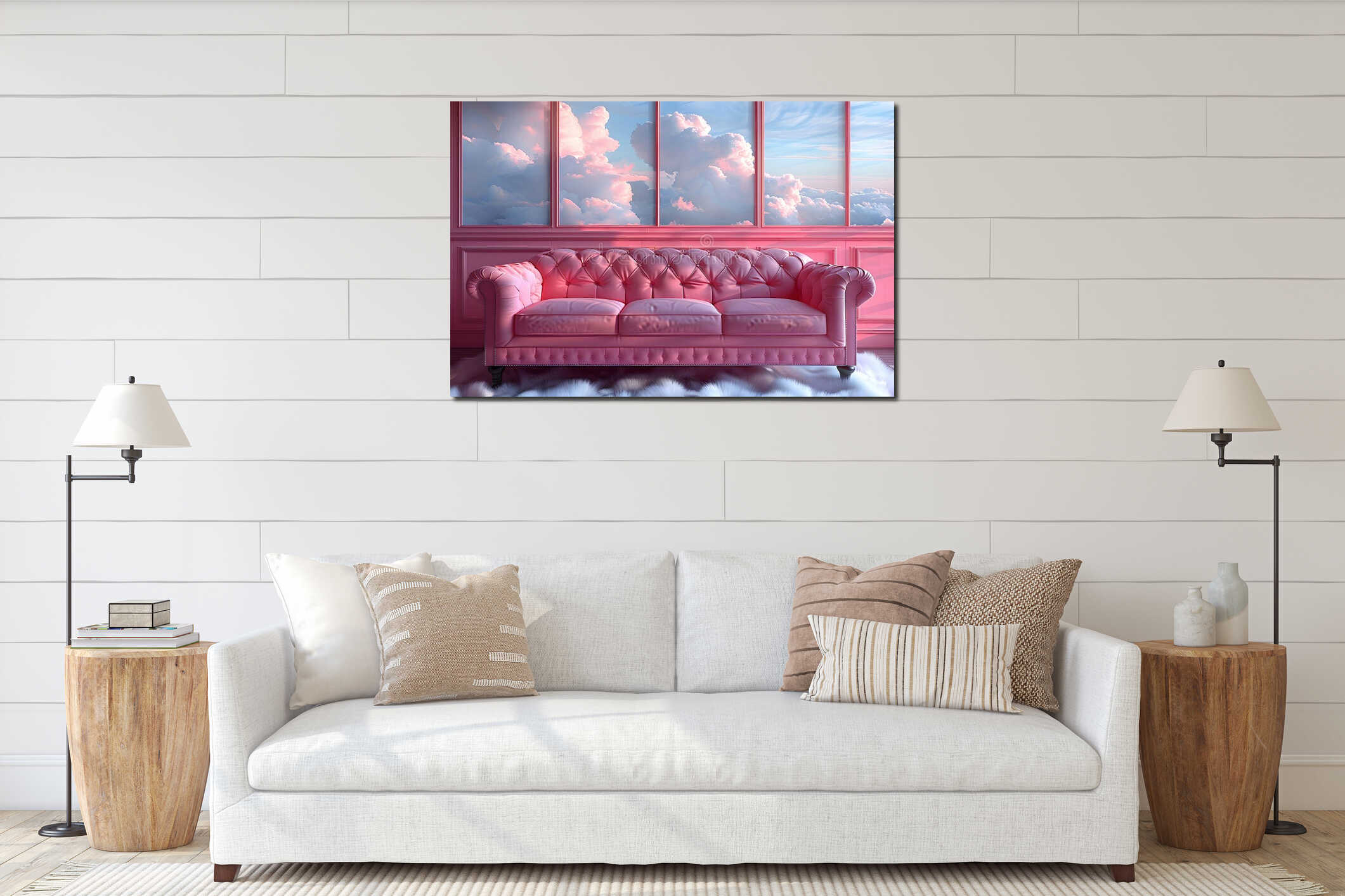Canvas hanging interior mockup